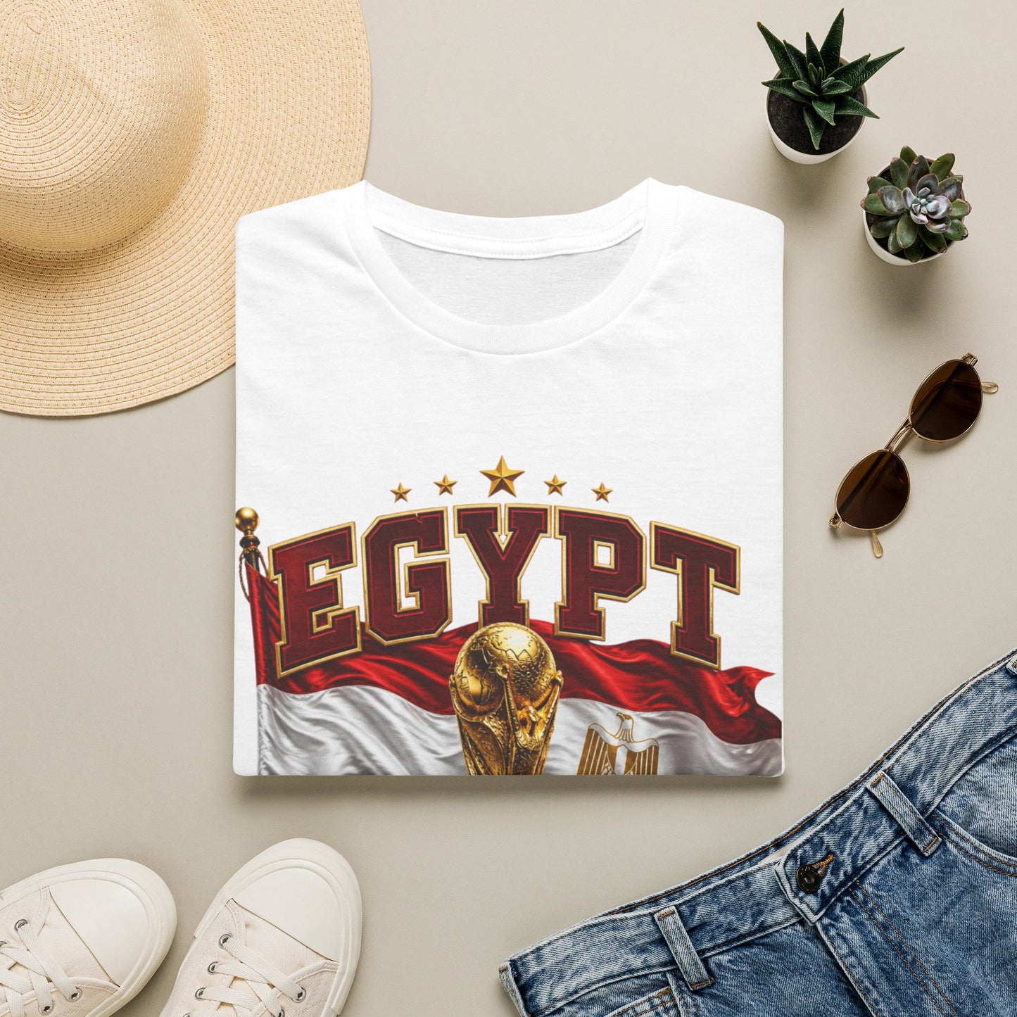 Egypt 2026 Soccer World Cup T-Shirt — Egyptian Flag & Trophy Football Tee