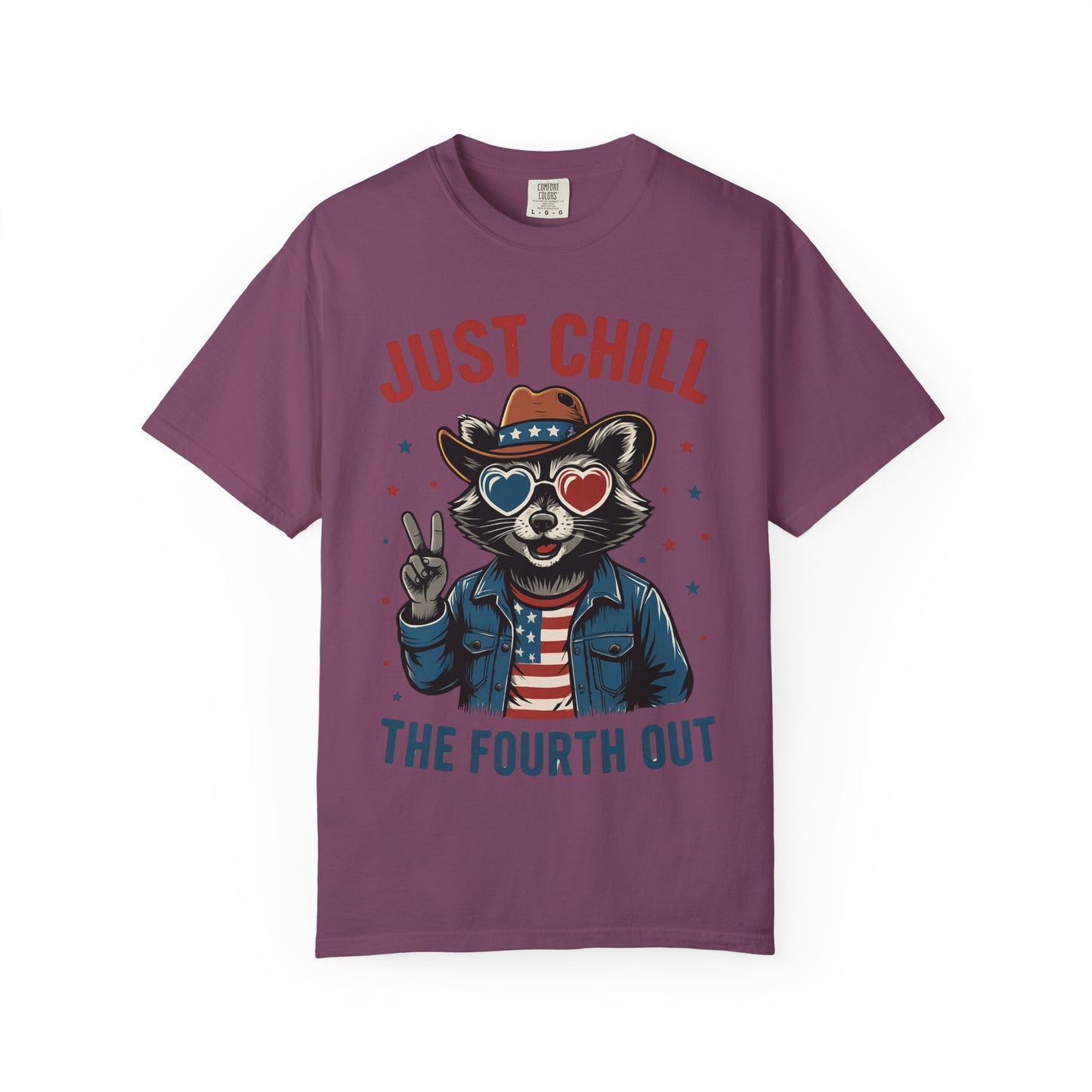 Fourth of July T-Shirt — "Just Chill The Fourth Out" Patriotic Raccoon Tee