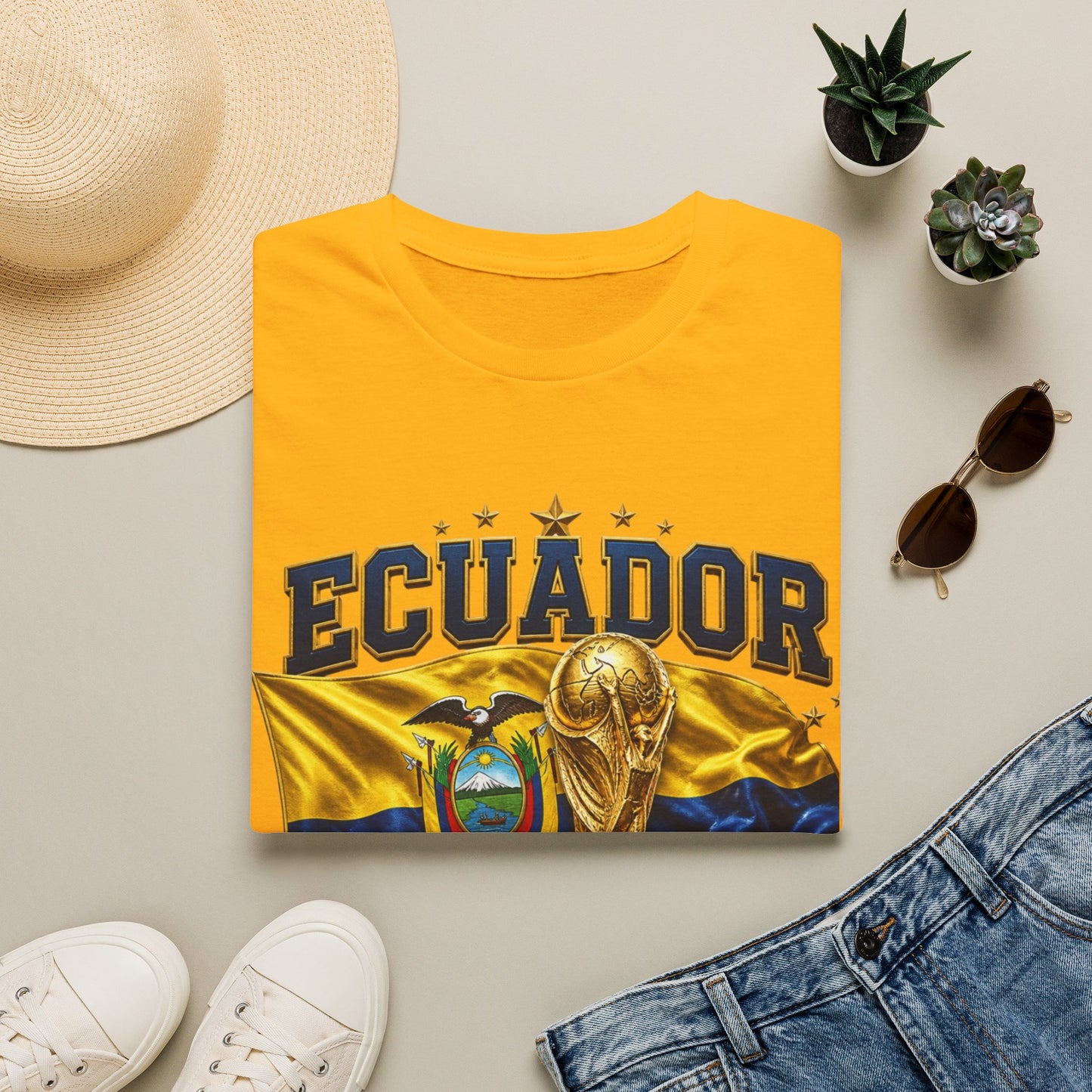 Ecuador 2026 World Cup T-Shirt — Ecuador Flag & Trophy Soccer Fan Tee