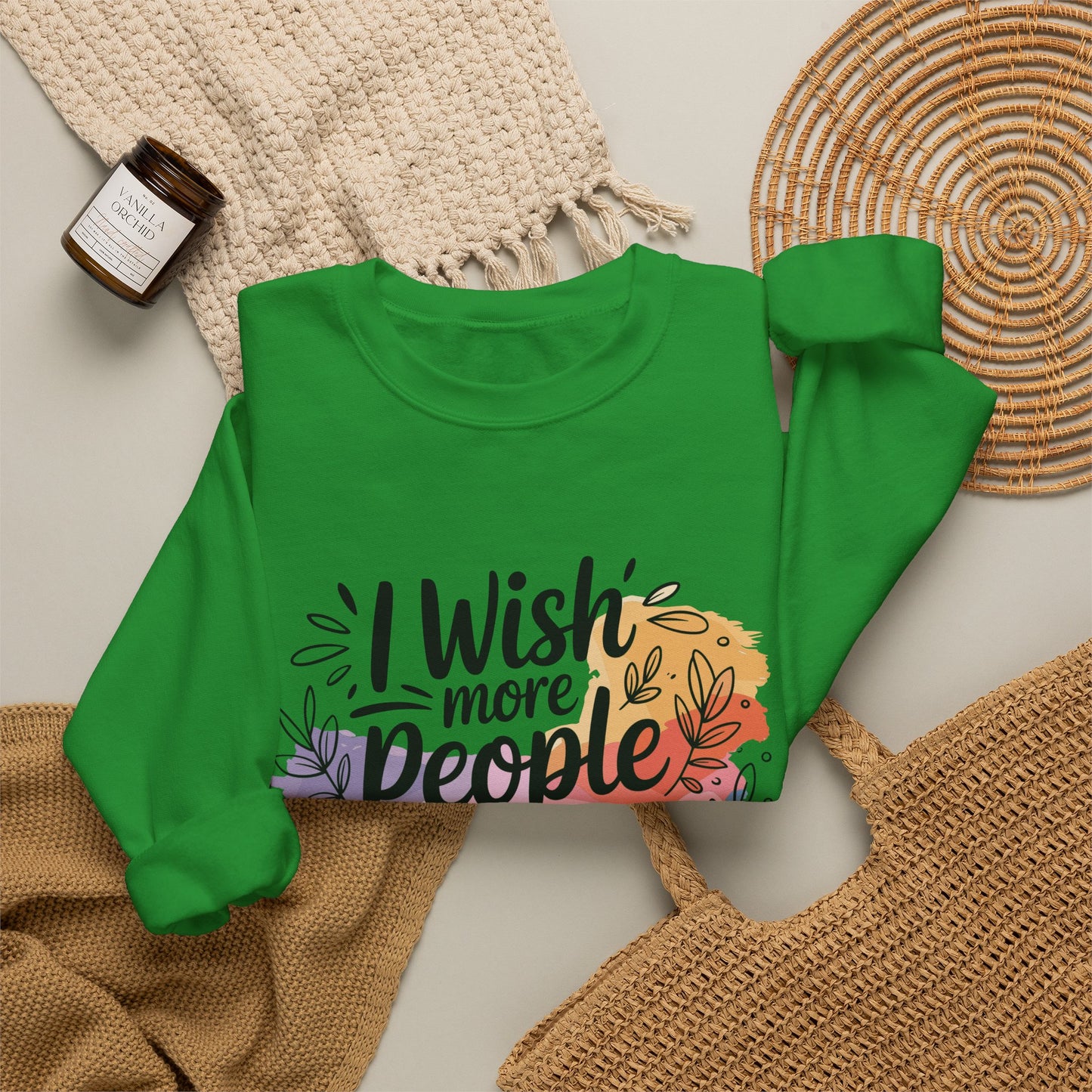 Crewneck Sweatshirt - "I Wish More People Were Fluent in Silence" Floral Graphic