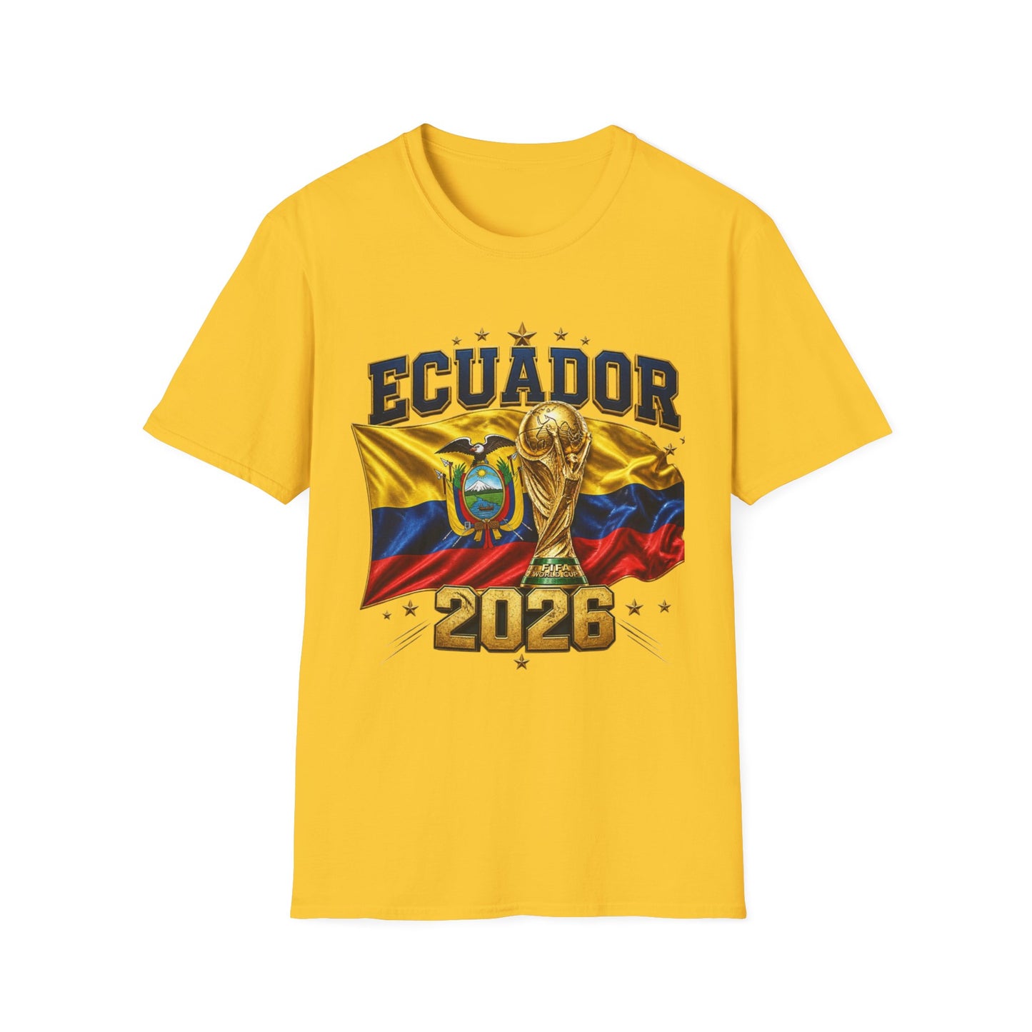 Ecuador 2026 World Cup T-Shirt — Ecuador Flag & Trophy Soccer Fan Tee
