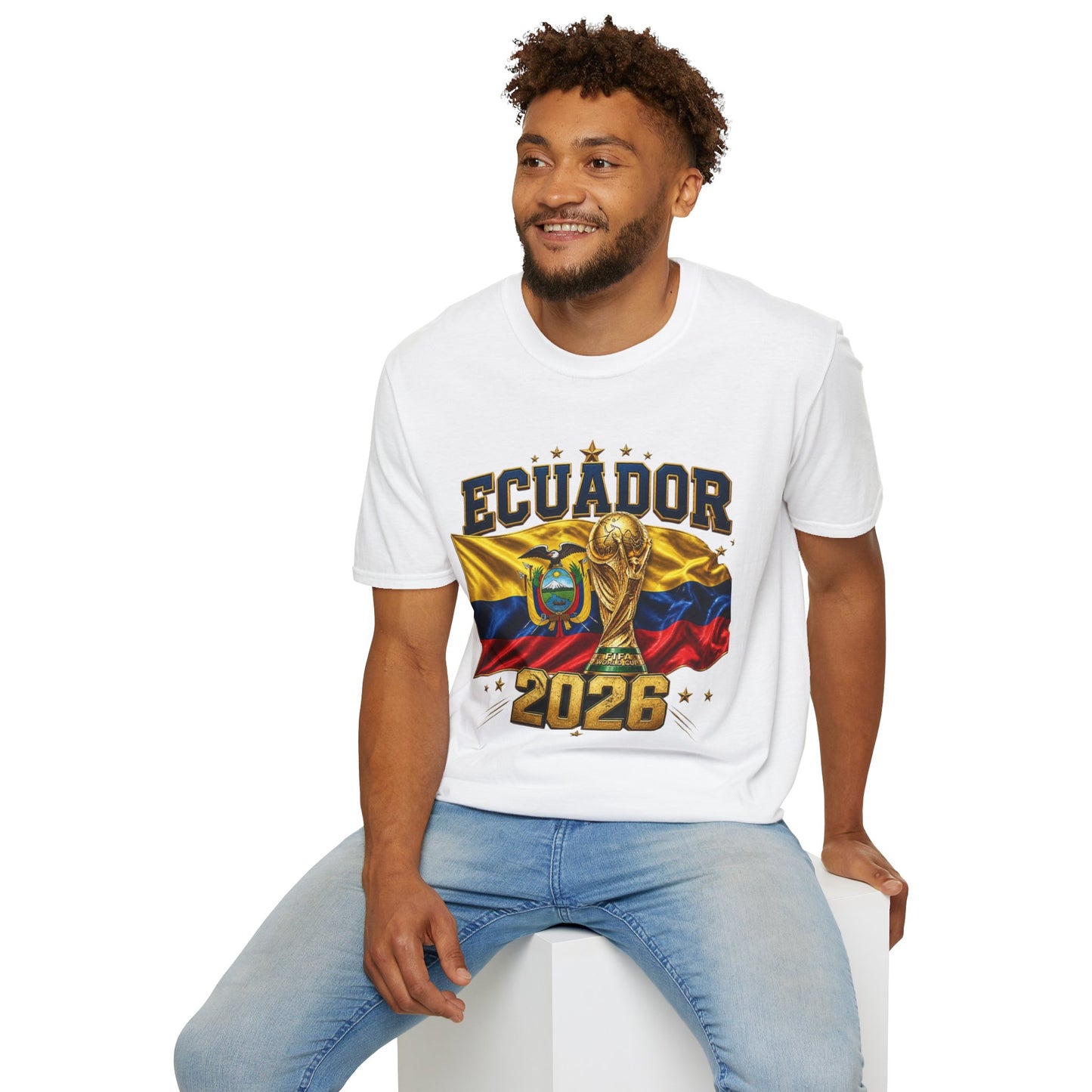 Ecuador 2026 World Cup T-Shirt — Ecuador Flag & Trophy Soccer Fan Tee