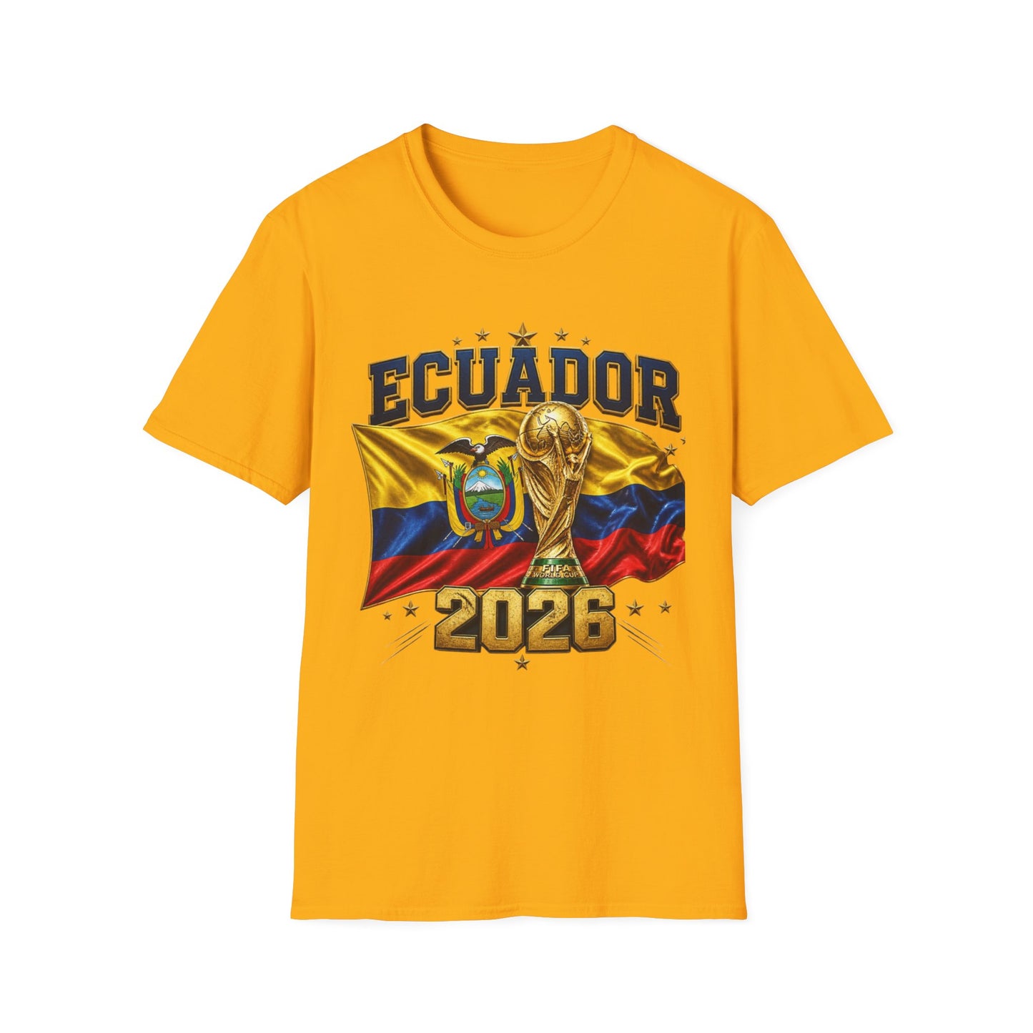 Ecuador 2026 World Cup T-Shirt — Ecuador Flag & Trophy Soccer Fan Tee