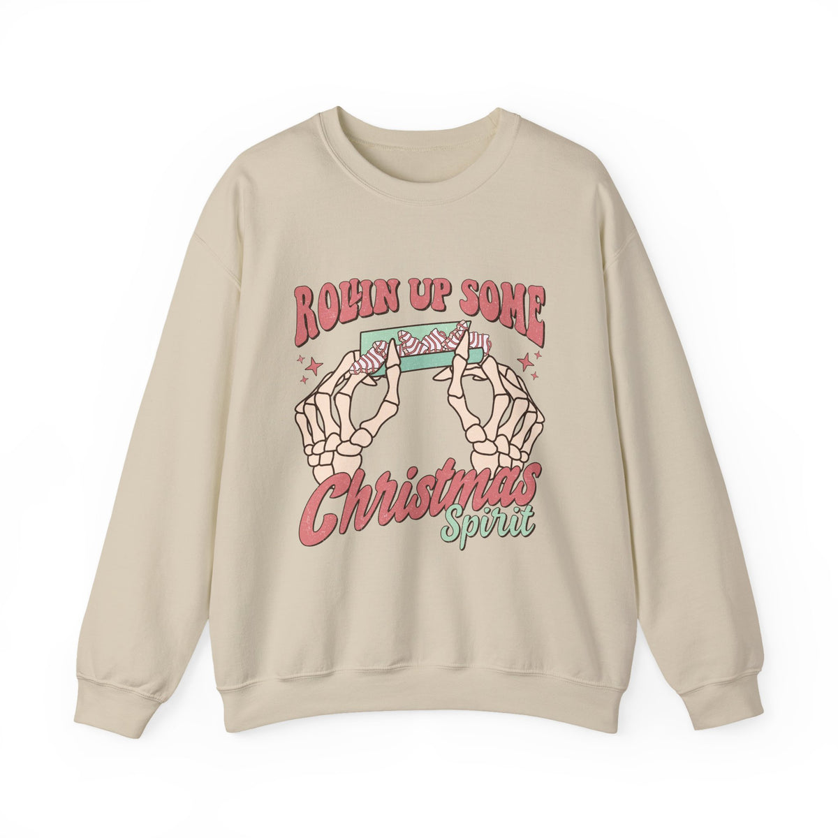 Christmas Spirit Sweatshirt — "Rollin Up Some Christmas Spirit" Holiday Crewneck