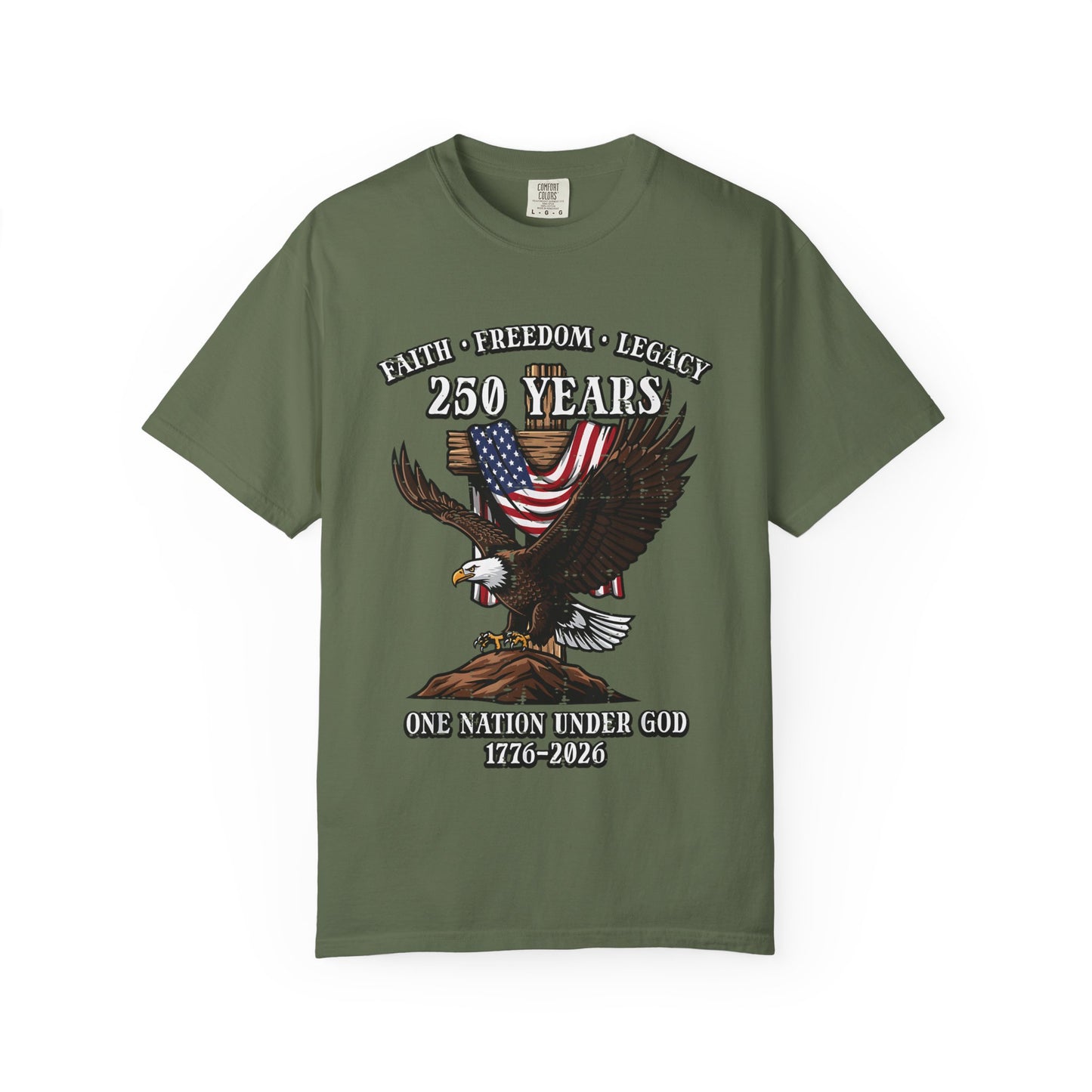 Patriotic Eagle T-Shirt — "250 Years" One Nation Under God (1776–2026)