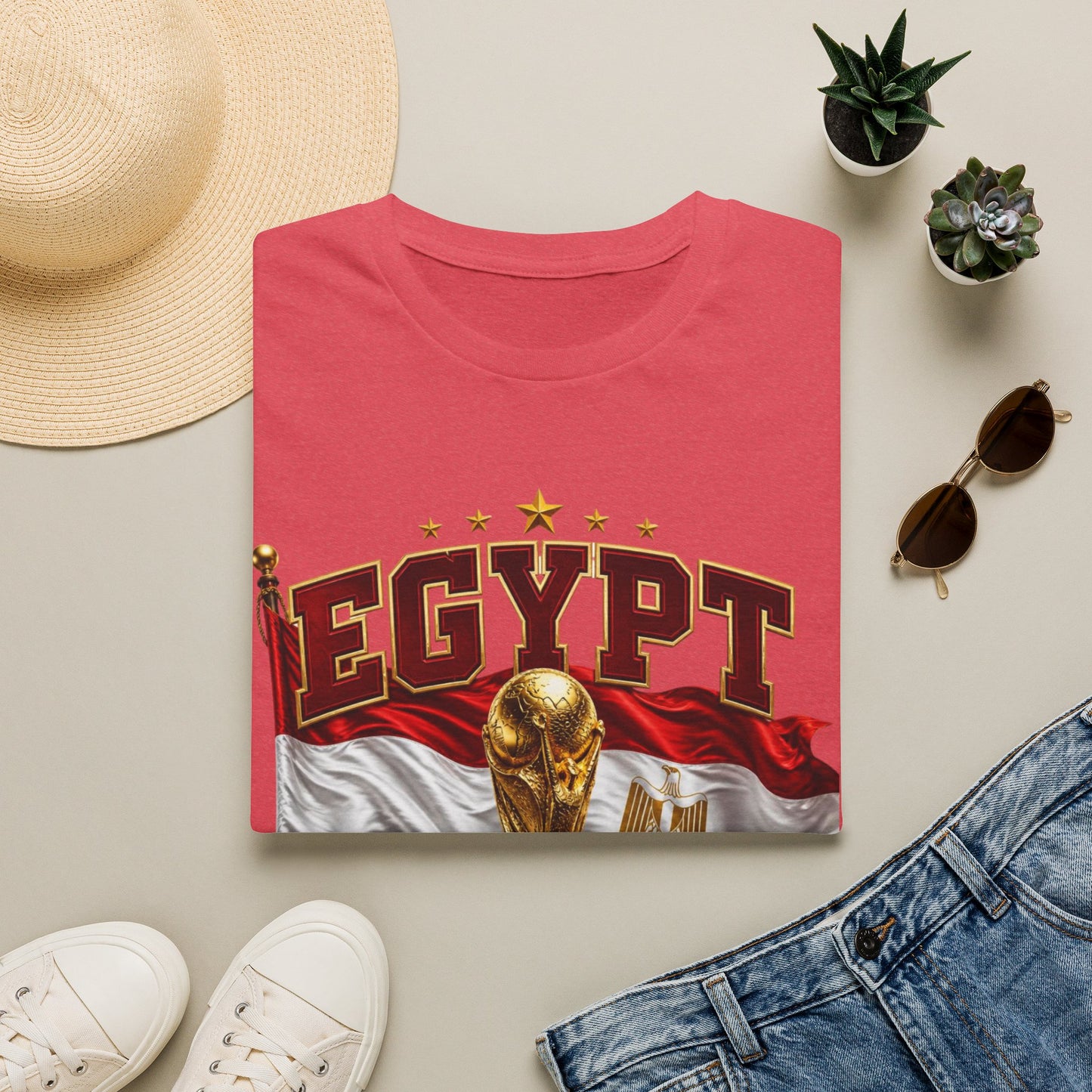 Egypt 2026 Soccer World Cup T-Shirt — Egyptian Flag & Trophy Football Tee