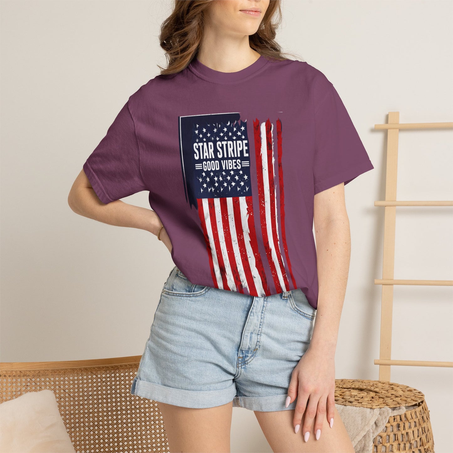 Patriotic "Star Stripe Good Vibes" T-Shirt