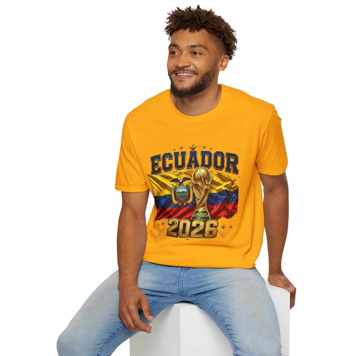 Ecuador 2026 World Cup T-Shirt — Ecuador Flag & Trophy Soccer Fan Tee