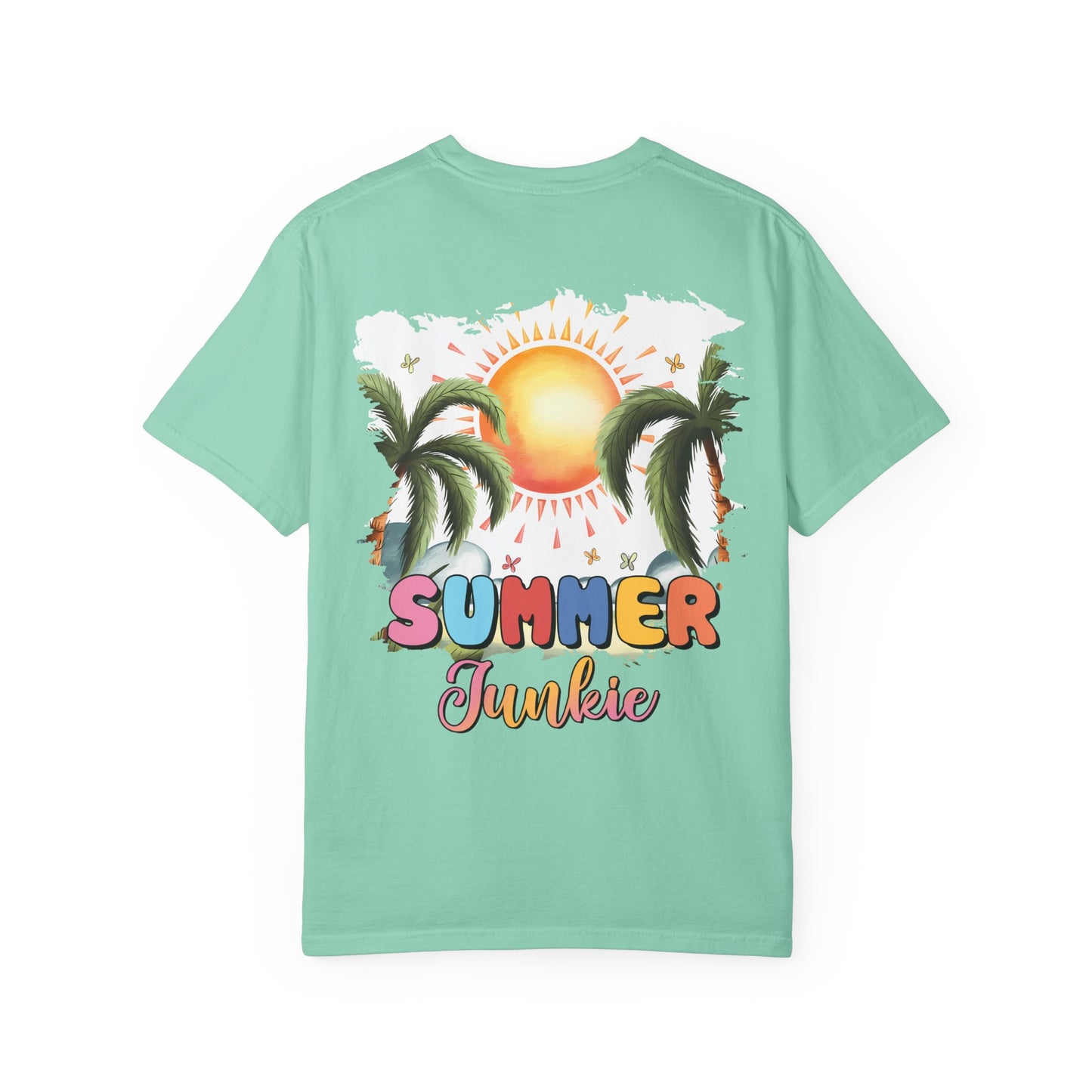 Floral Beach Vibes T-Shirt — Colorful Daisy & Palm Graphic Tee