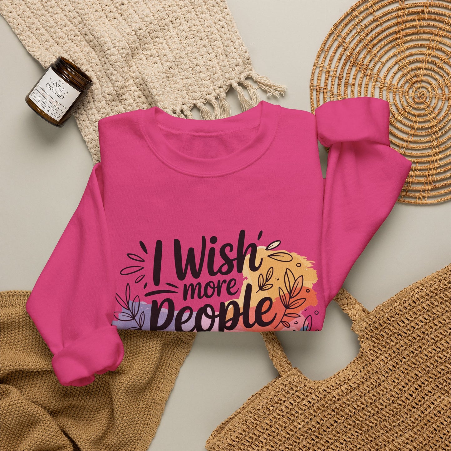 Crewneck Sweatshirt - "I Wish More People Were Fluent in Silence" Floral Graphic