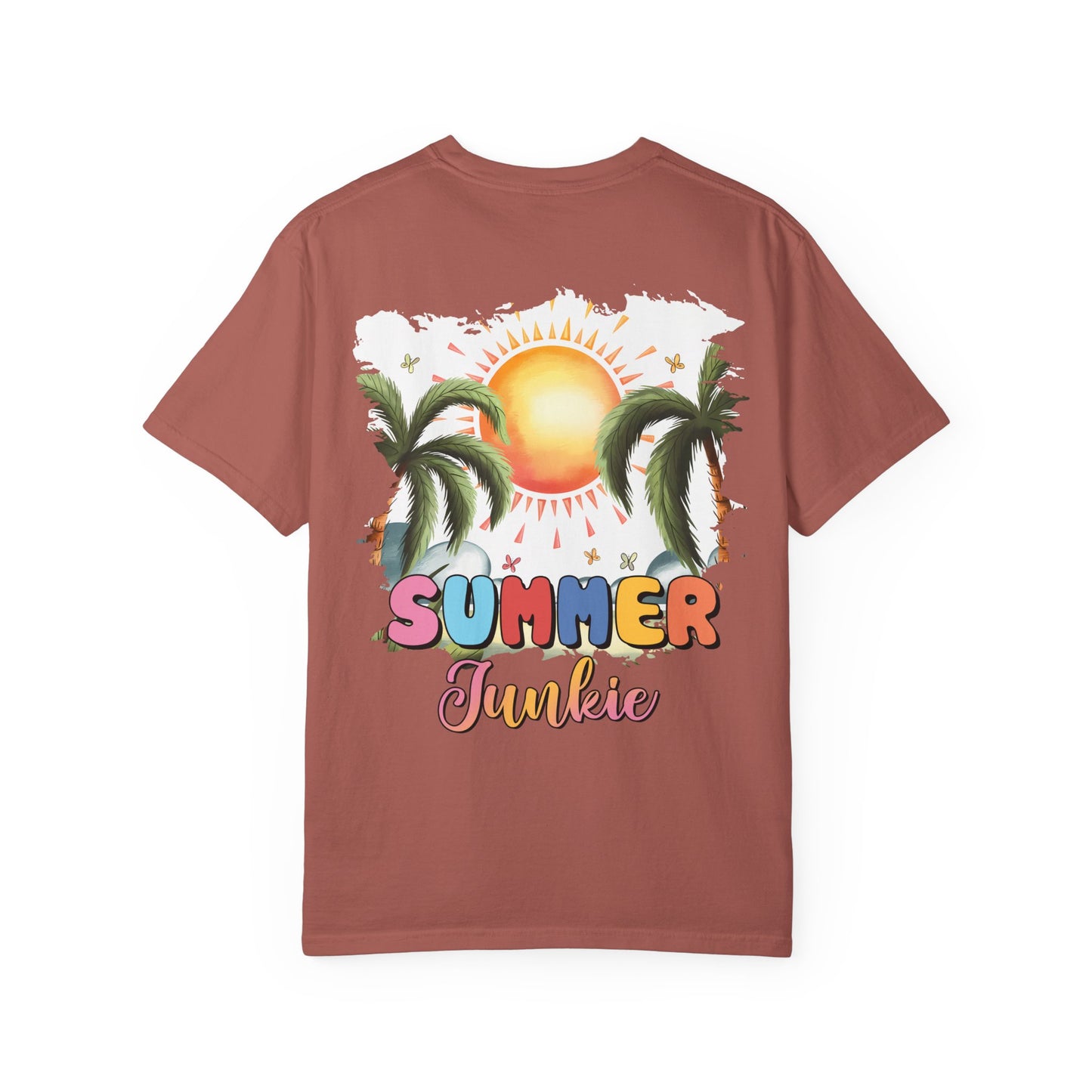 Floral Beach Vibes T-Shirt — Colorful Daisy & Palm Graphic Tee