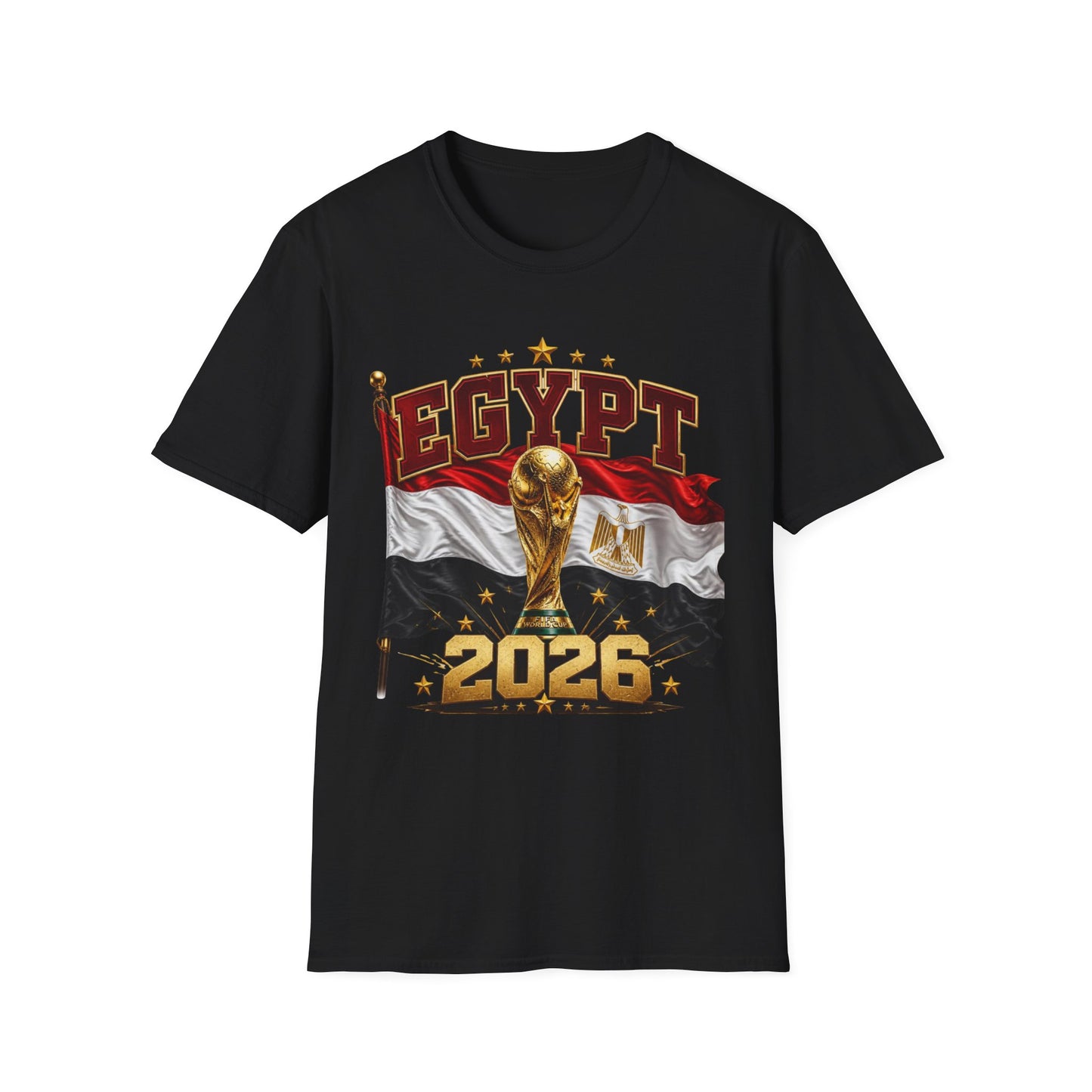 Egypt 2026 Soccer World Cup T-Shirt — Egyptian Flag & Trophy Football Tee