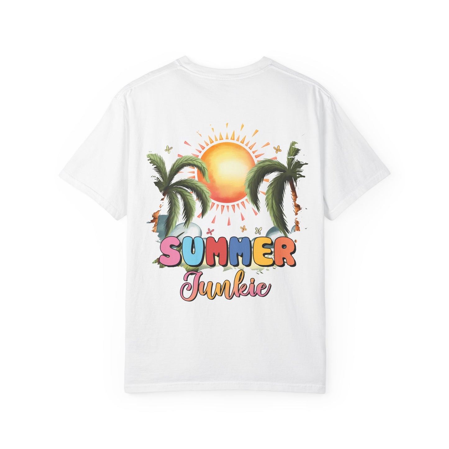 Floral Beach Vibes T-Shirt — Colorful Daisy & Palm Graphic Tee