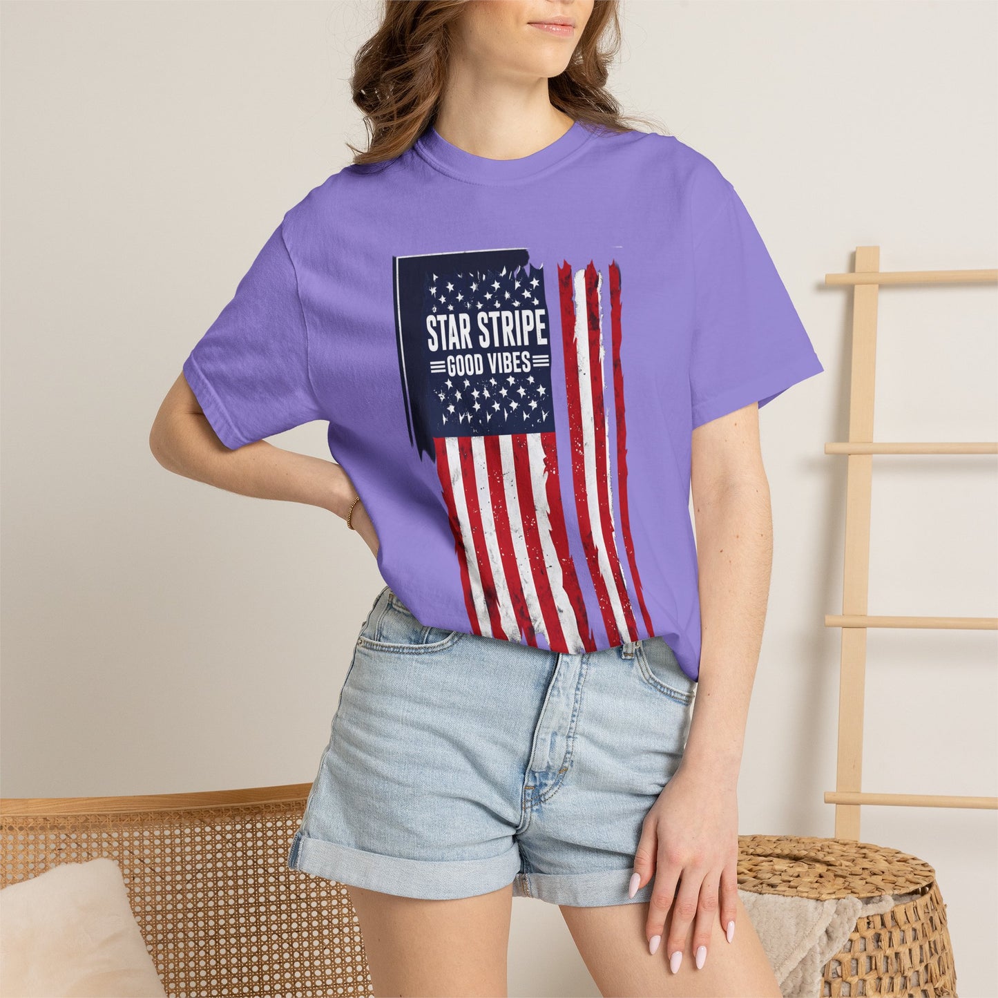 Patriotic "Star Stripe Good Vibes" T-Shirt