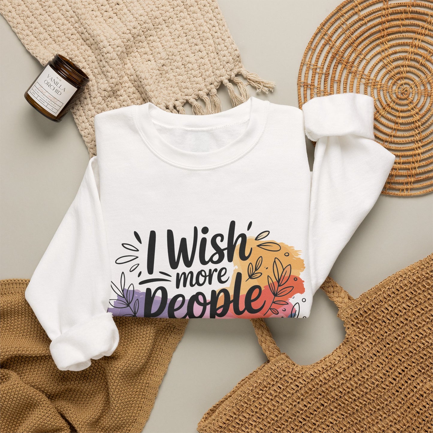 Crewneck Sweatshirt - "I Wish More People Were Fluent in Silence" Floral Graphic