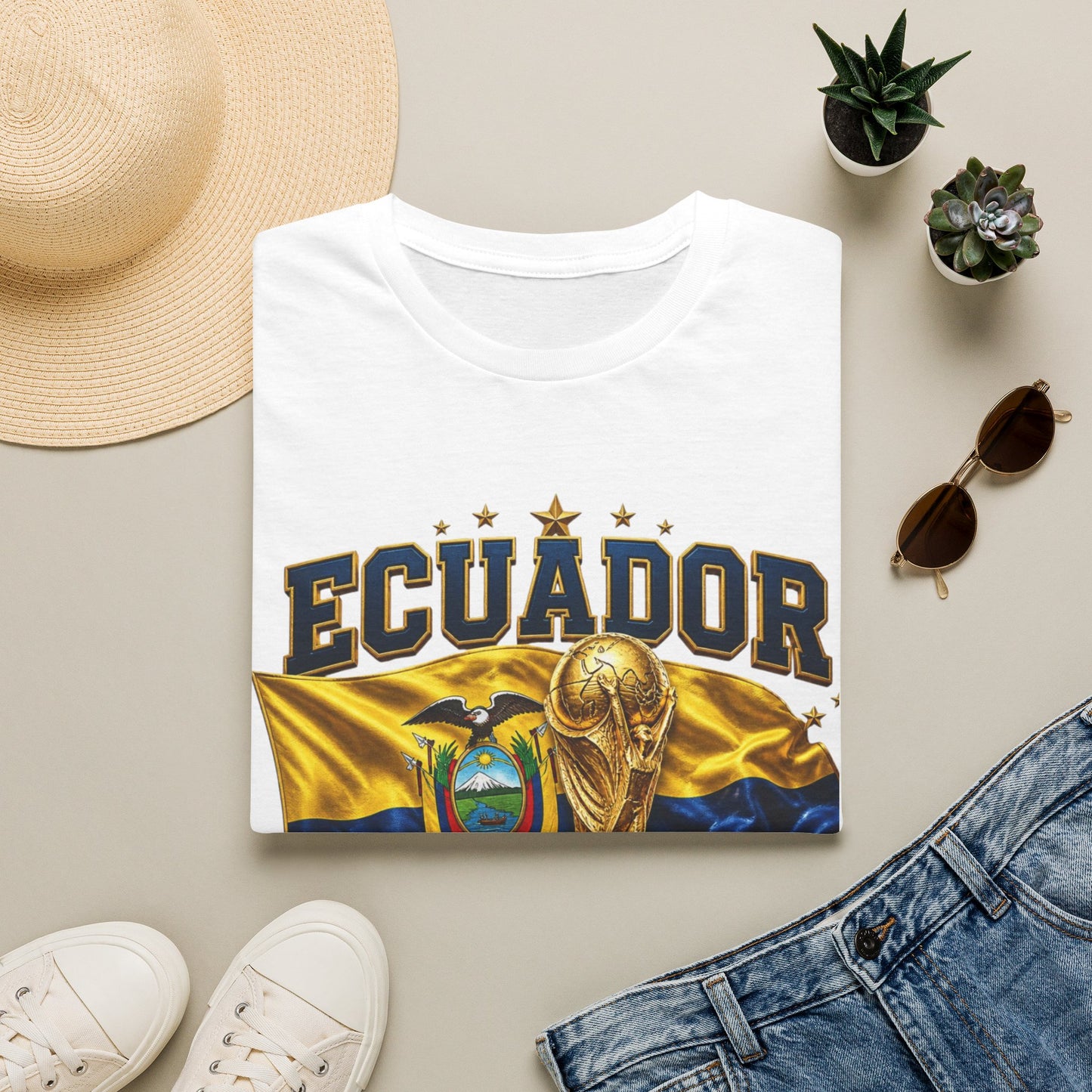 Ecuador 2026 World Cup T-Shirt — Ecuador Flag & Trophy Soccer Fan Tee