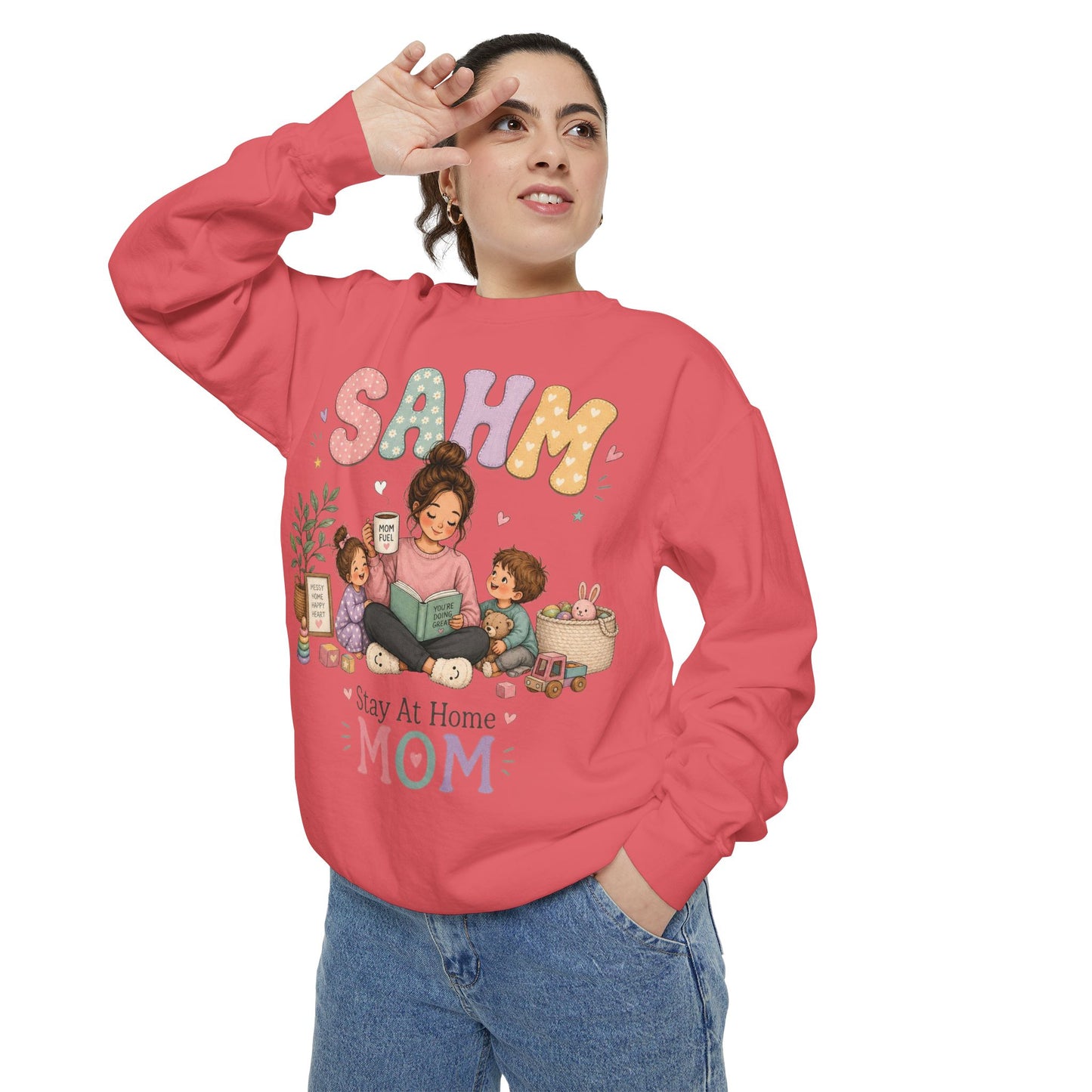 Stay At Home Mom Sweatshirt — SAHM Cozy Family Graphic Sweatshirt
