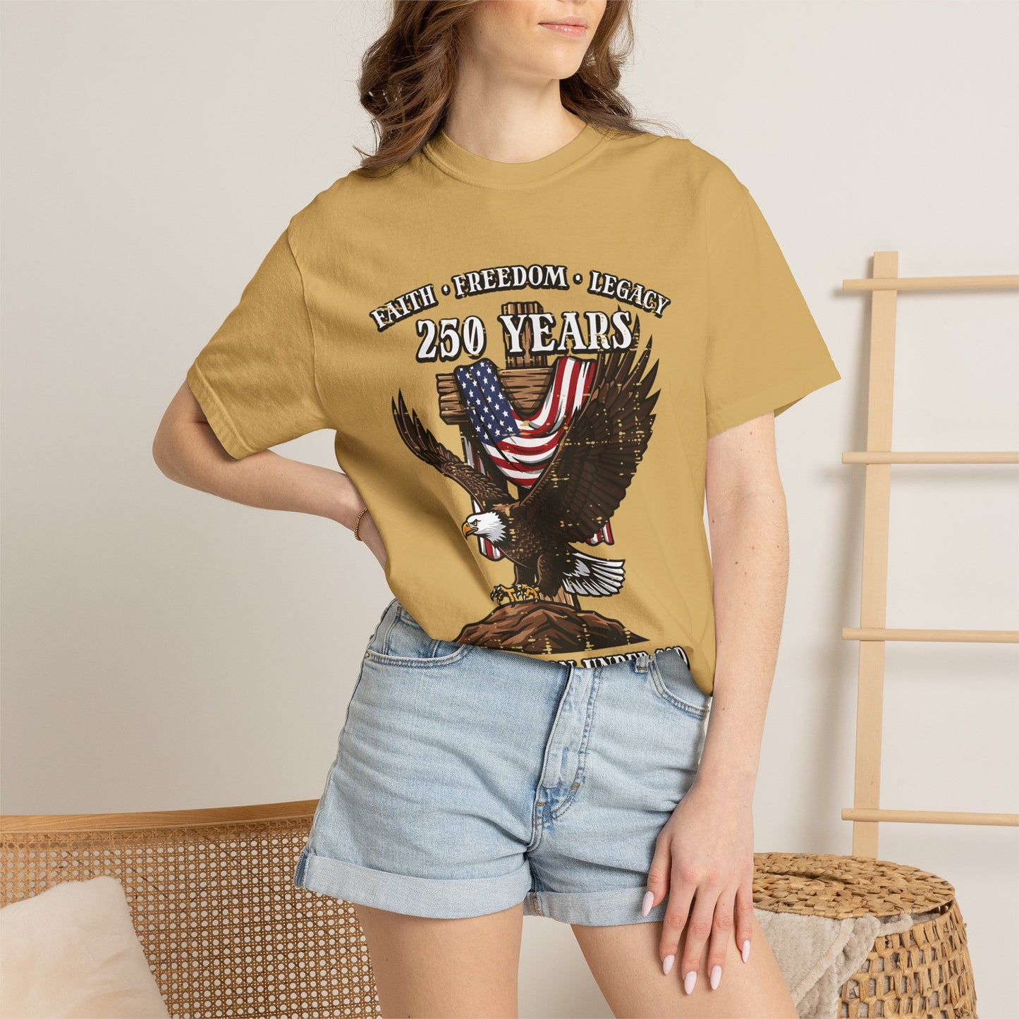 Patriotic Eagle T-Shirt — "250 Years" One Nation Under God (1776–2026)