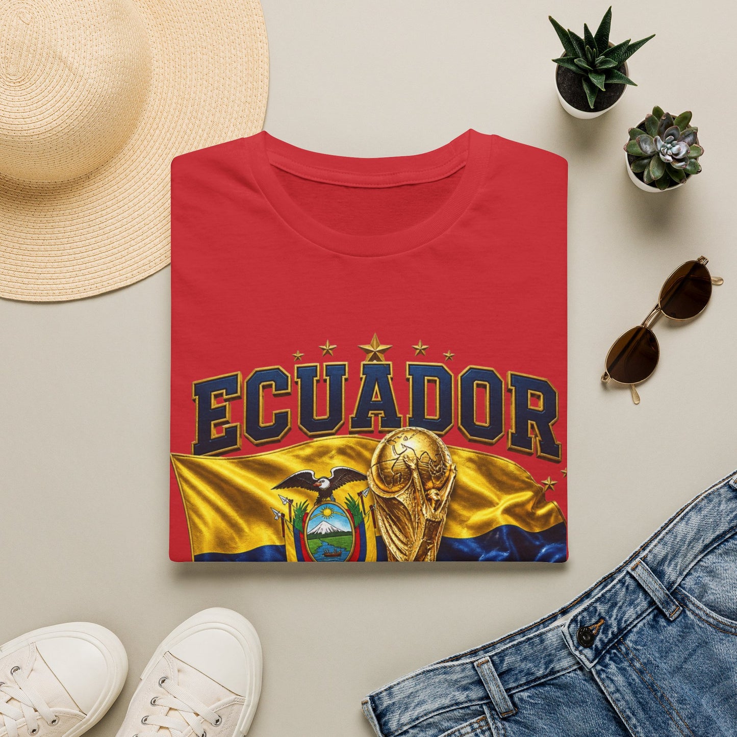 Ecuador 2026 World Cup T-Shirt — Ecuador Flag & Trophy Soccer Fan Tee