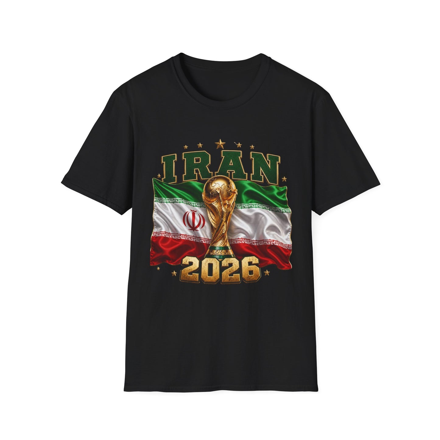 Iran 2026 World Cup T-Shirt — Flag, Trophy & Year Football Fan Tee