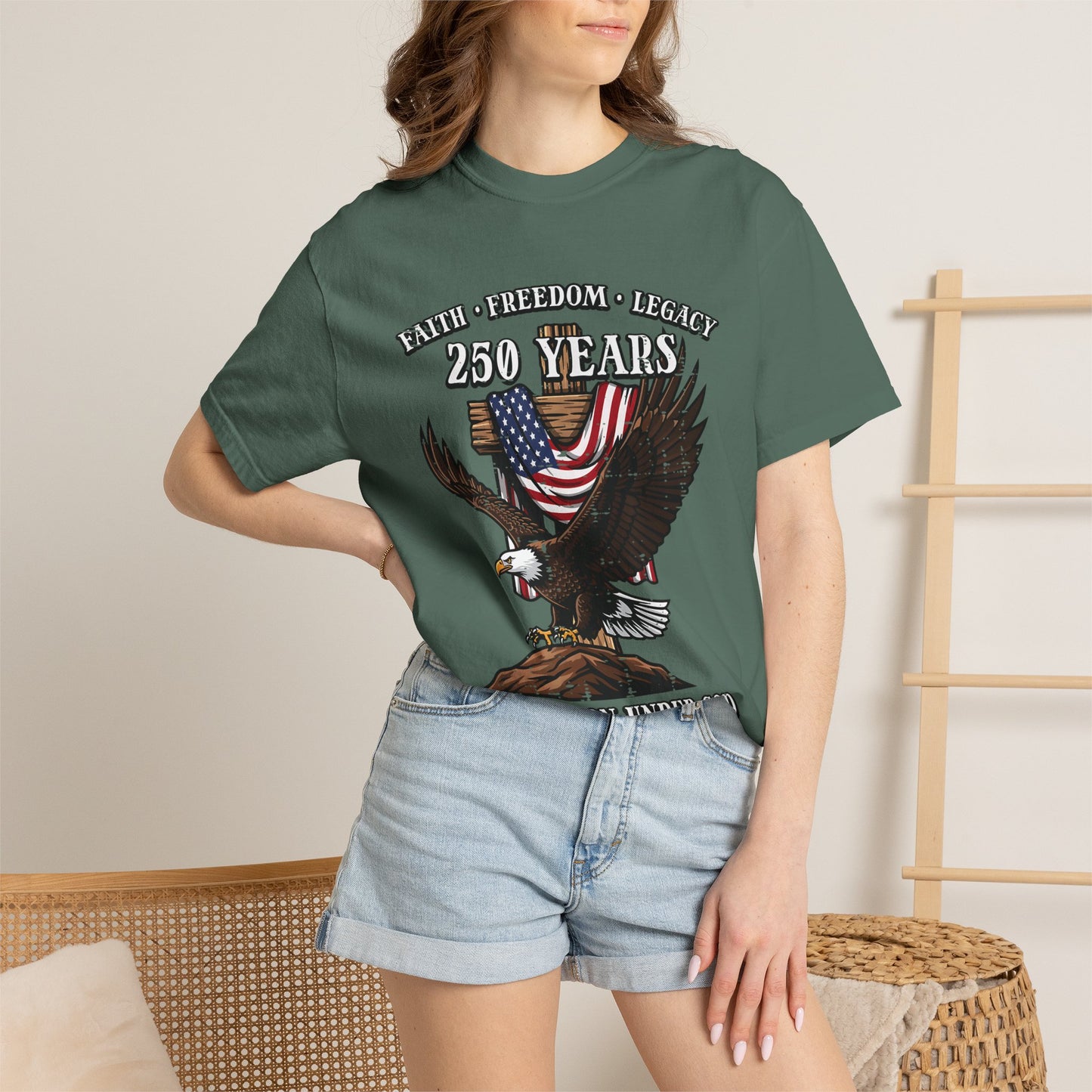 Patriotic Eagle T-Shirt — "250 Years" One Nation Under God (1776–2026)