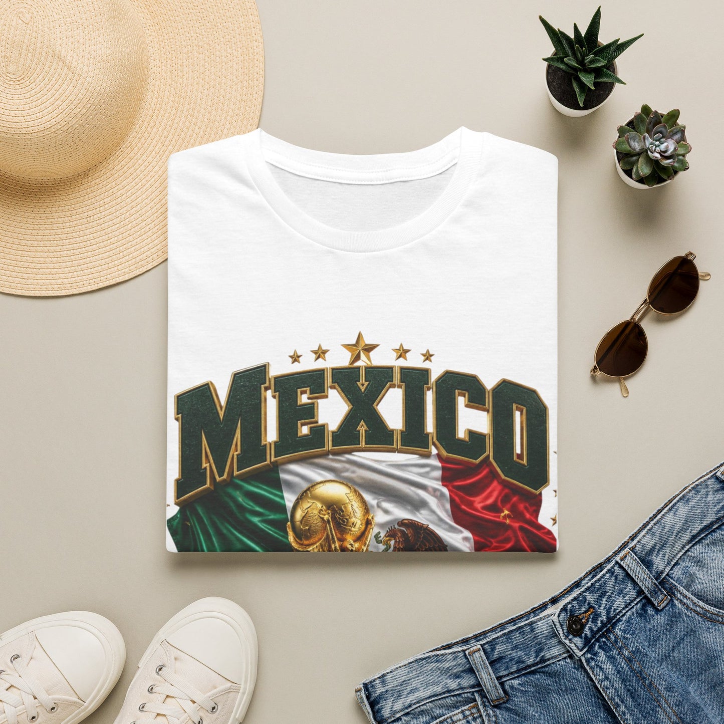 Mexico 2026 Soccer World Cup Tee — Mexican Flag & Trophy Design