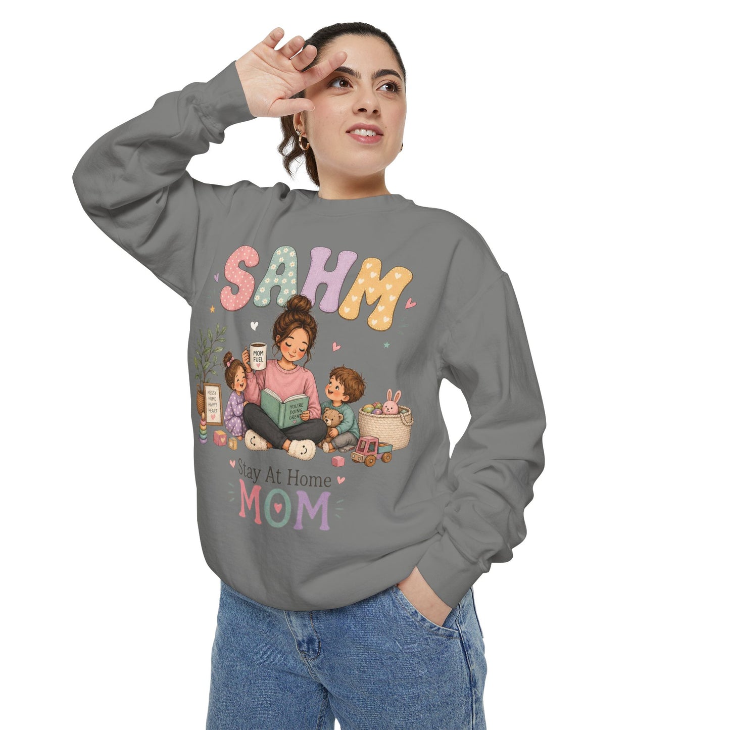 Stay At Home Mom Sweatshirt — SAHM Cozy Family Graphic Sweatshirt
