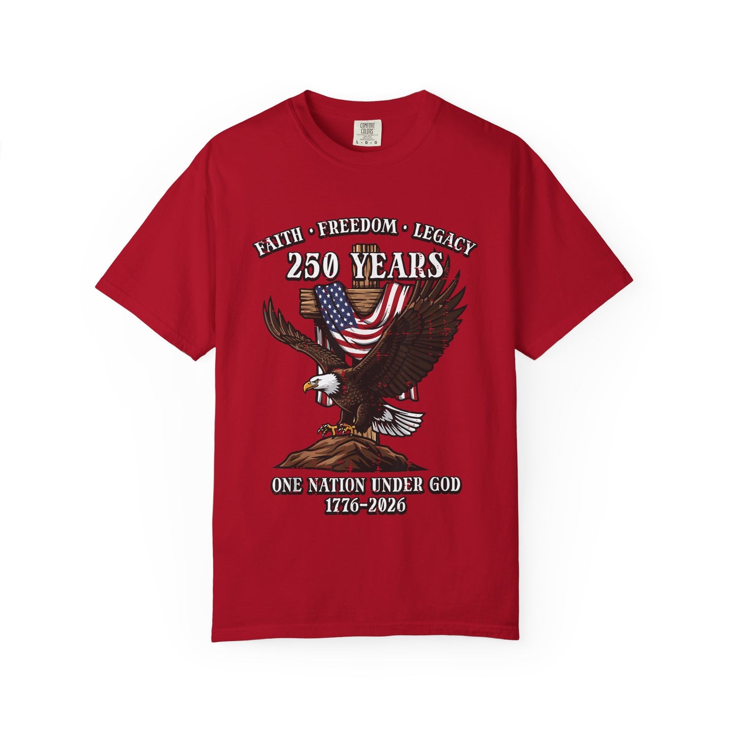Patriotic Eagle T-Shirt — "250 Years" One Nation Under God (1776–2026)