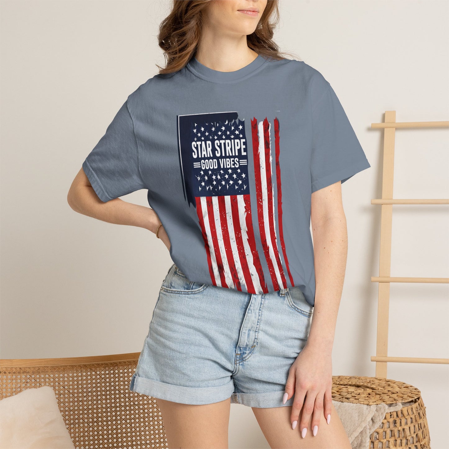 Patriotic "Star Stripe Good Vibes" T-Shirt