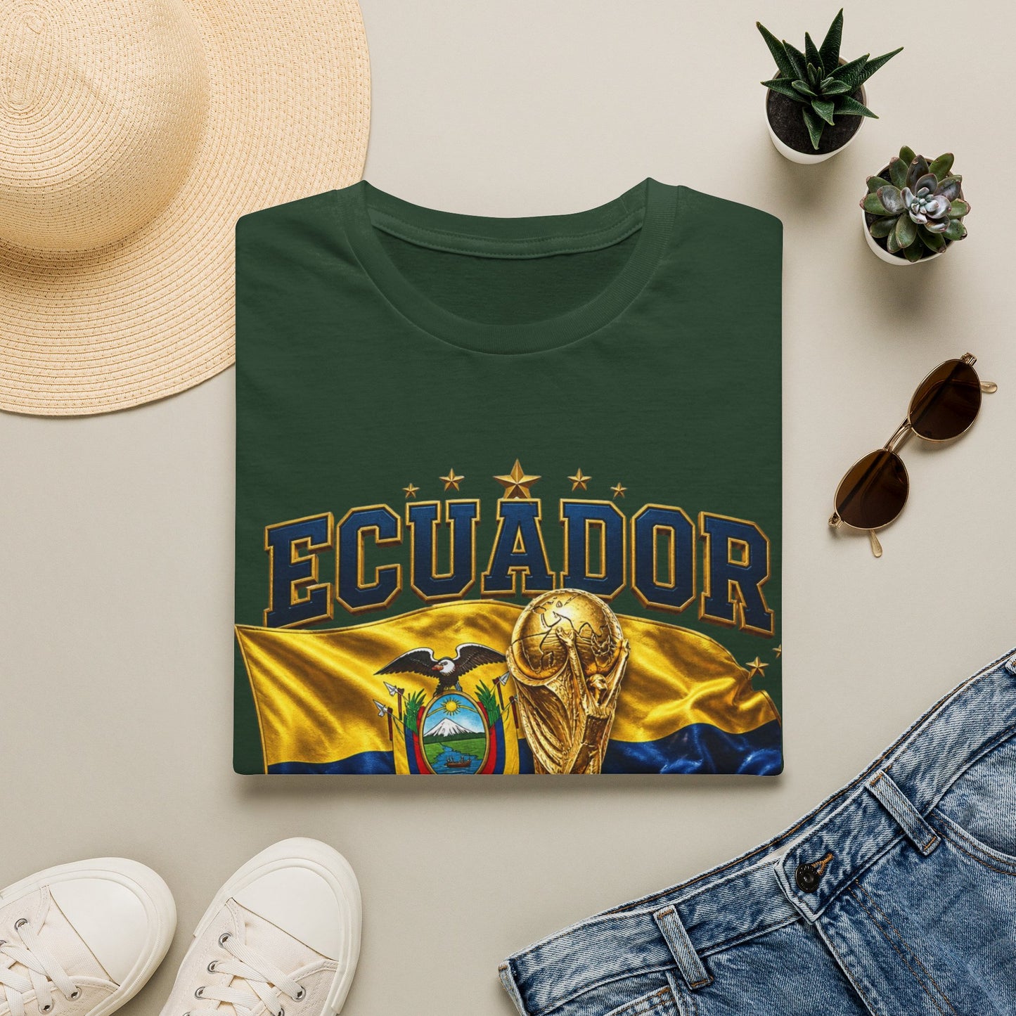 Ecuador 2026 World Cup T-Shirt — Ecuador Flag & Trophy Soccer Fan Tee