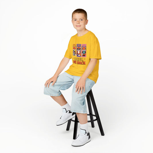 Kids T-Shirt — Cute Fox Trio "Bruh, We Back" Graphic Tee