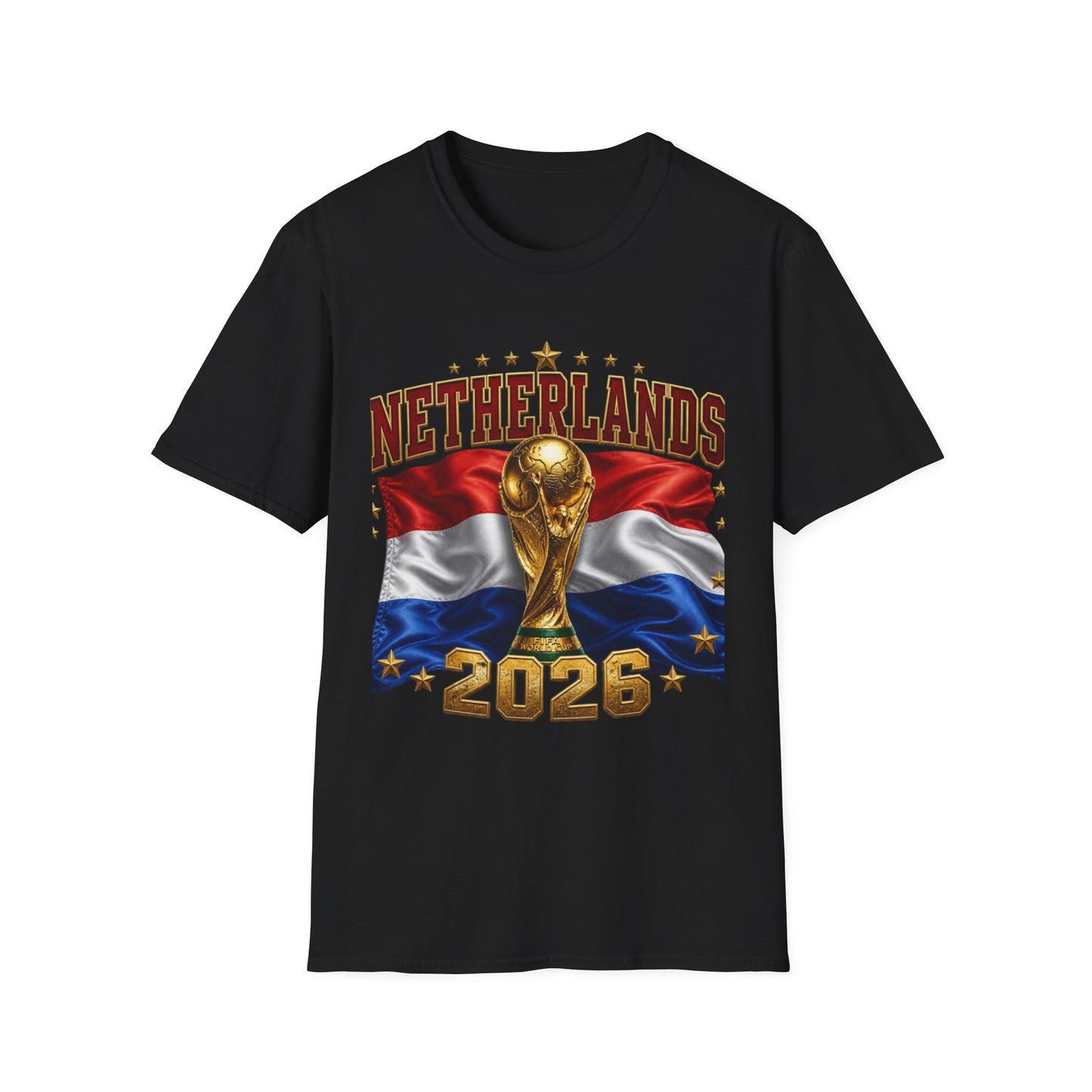 Netherlands 2026 World Cup T-Shirt — Dutch Flag & Trophy Football Tee
