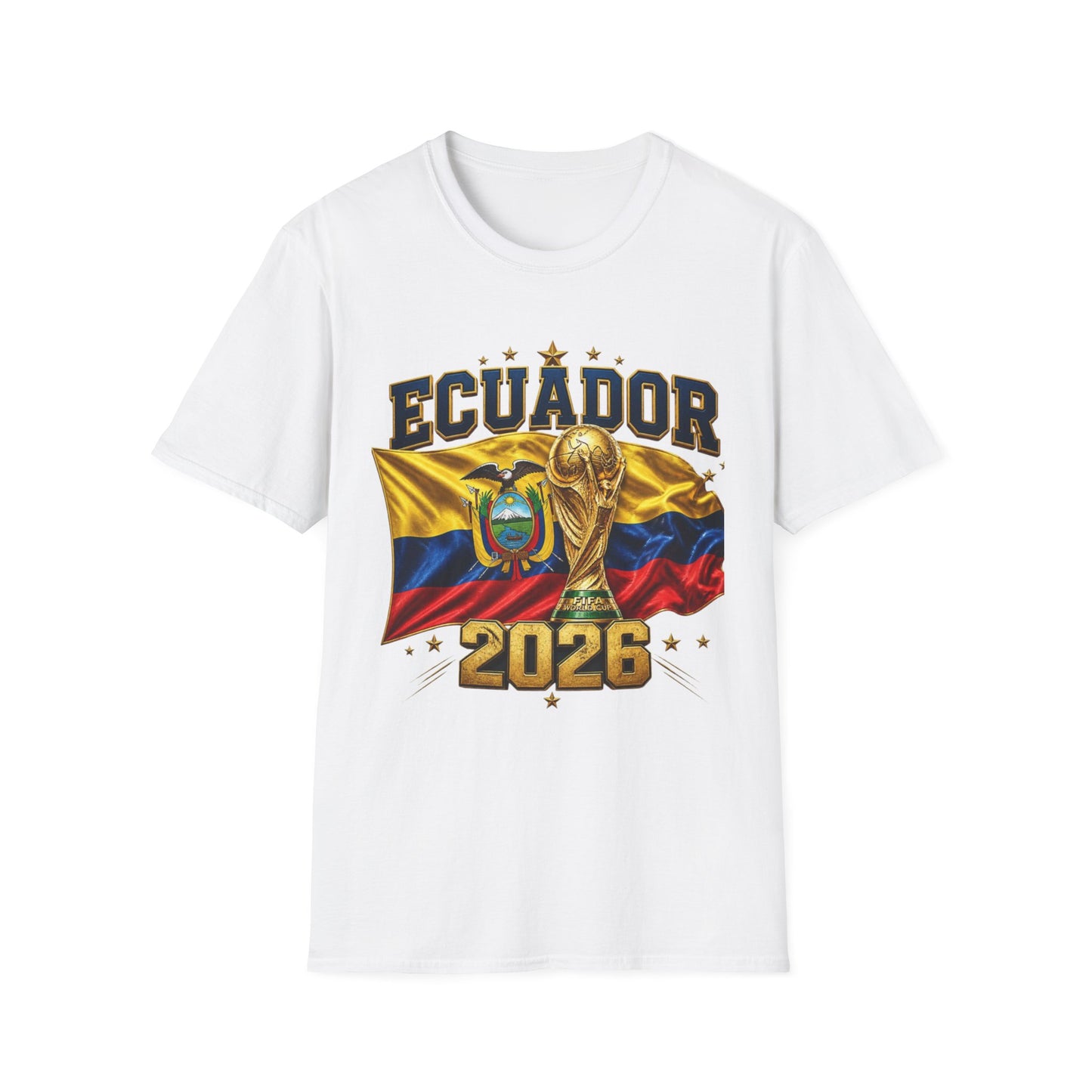 Ecuador 2026 World Cup T-Shirt — Ecuador Flag & Trophy Soccer Fan Tee