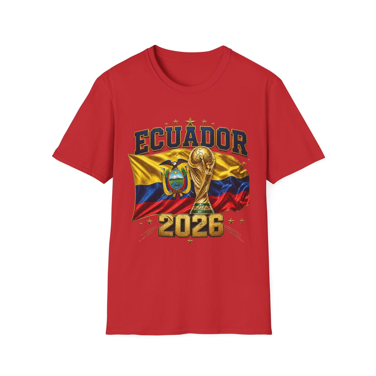 Ecuador 2026 World Cup T-Shirt — Ecuador Flag & Trophy Soccer Fan Tee