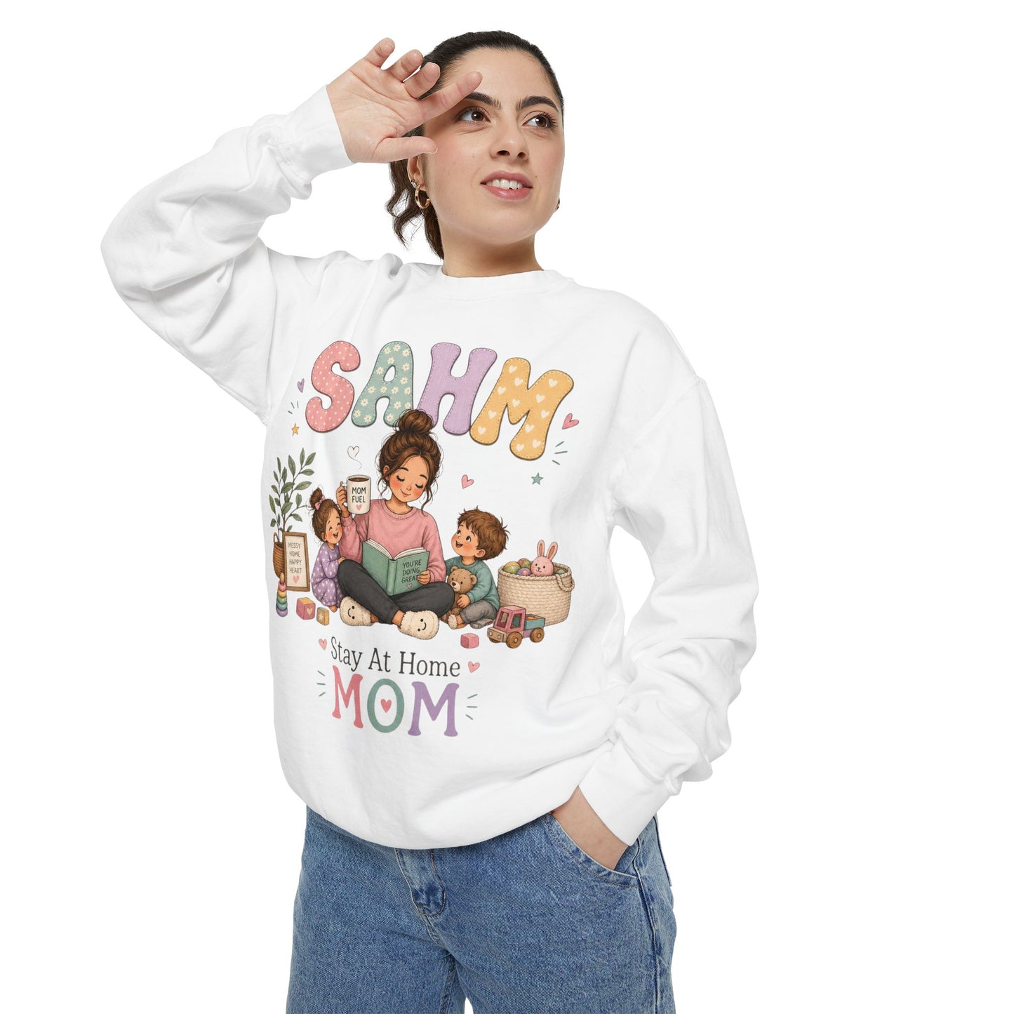 Stay At Home Mom Sweatshirt — SAHM Cozy Family Graphic Sweatshirt