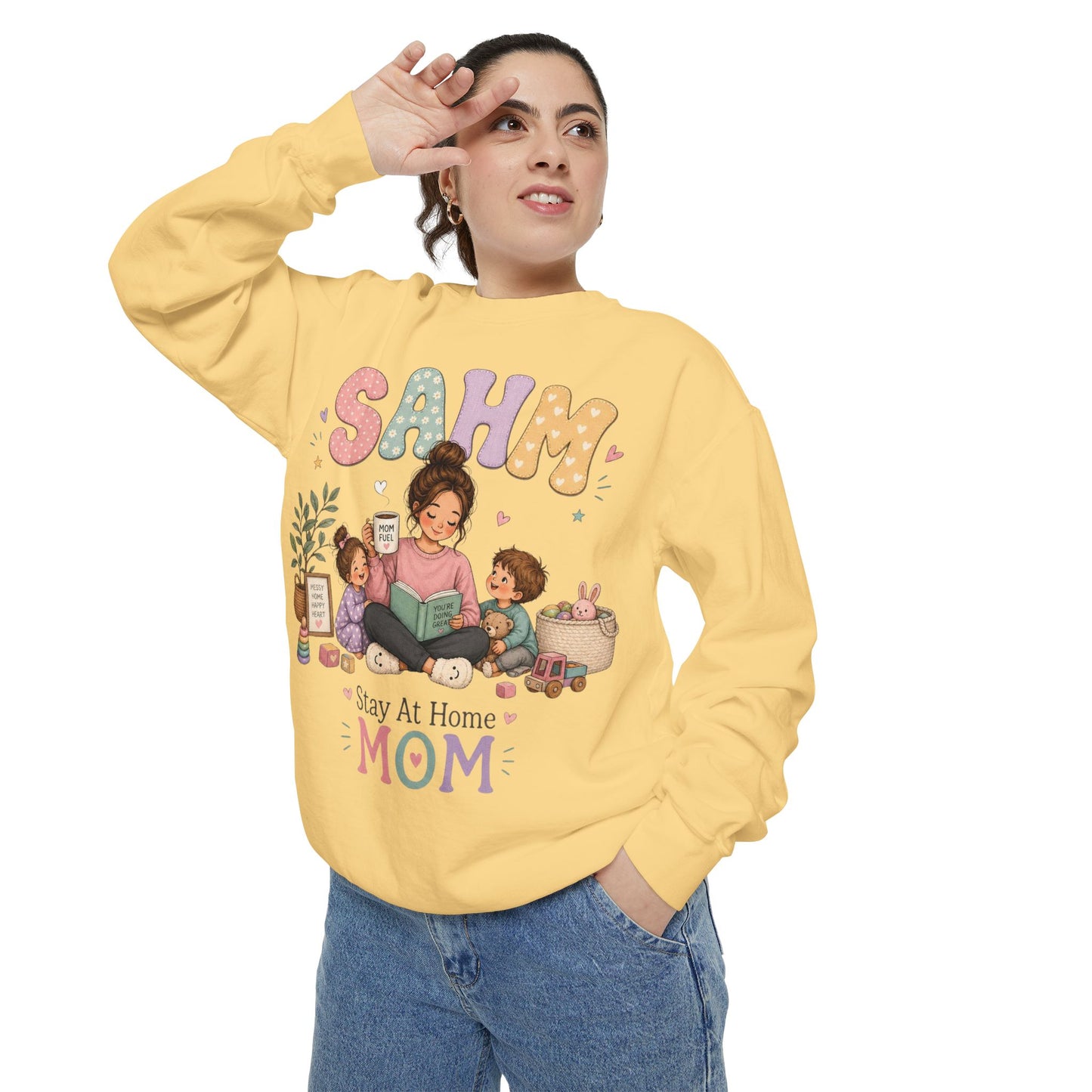 Stay At Home Mom Sweatshirt — SAHM Cozy Family Graphic Sweatshirt