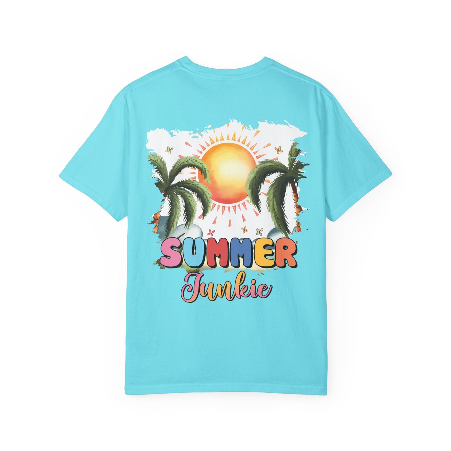 Floral Beach Vibes T-Shirt — Colorful Daisy & Palm Graphic Tee
