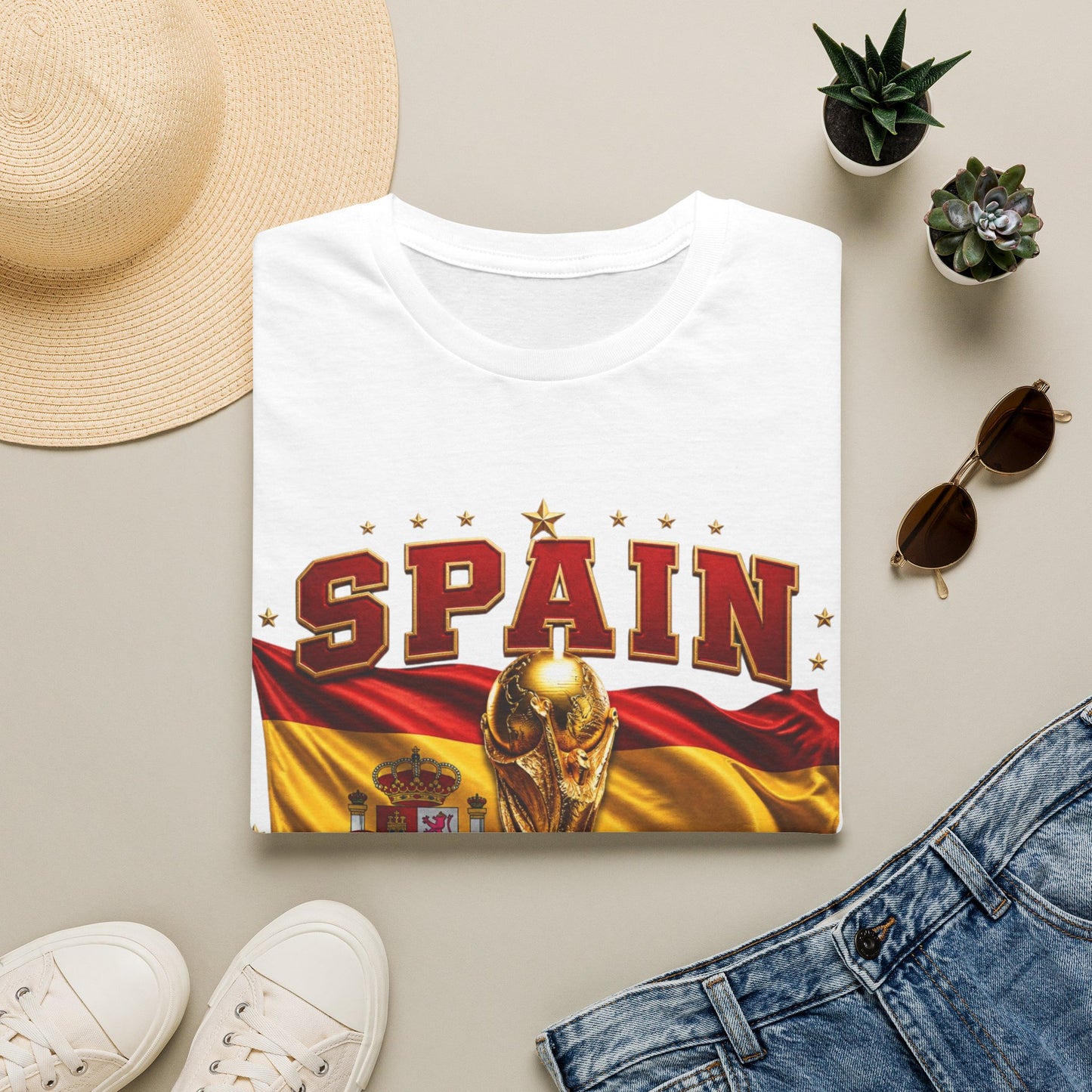 Spain 2026 World Cup Tee — Spanish Flag & Trophy Soccer Shirt