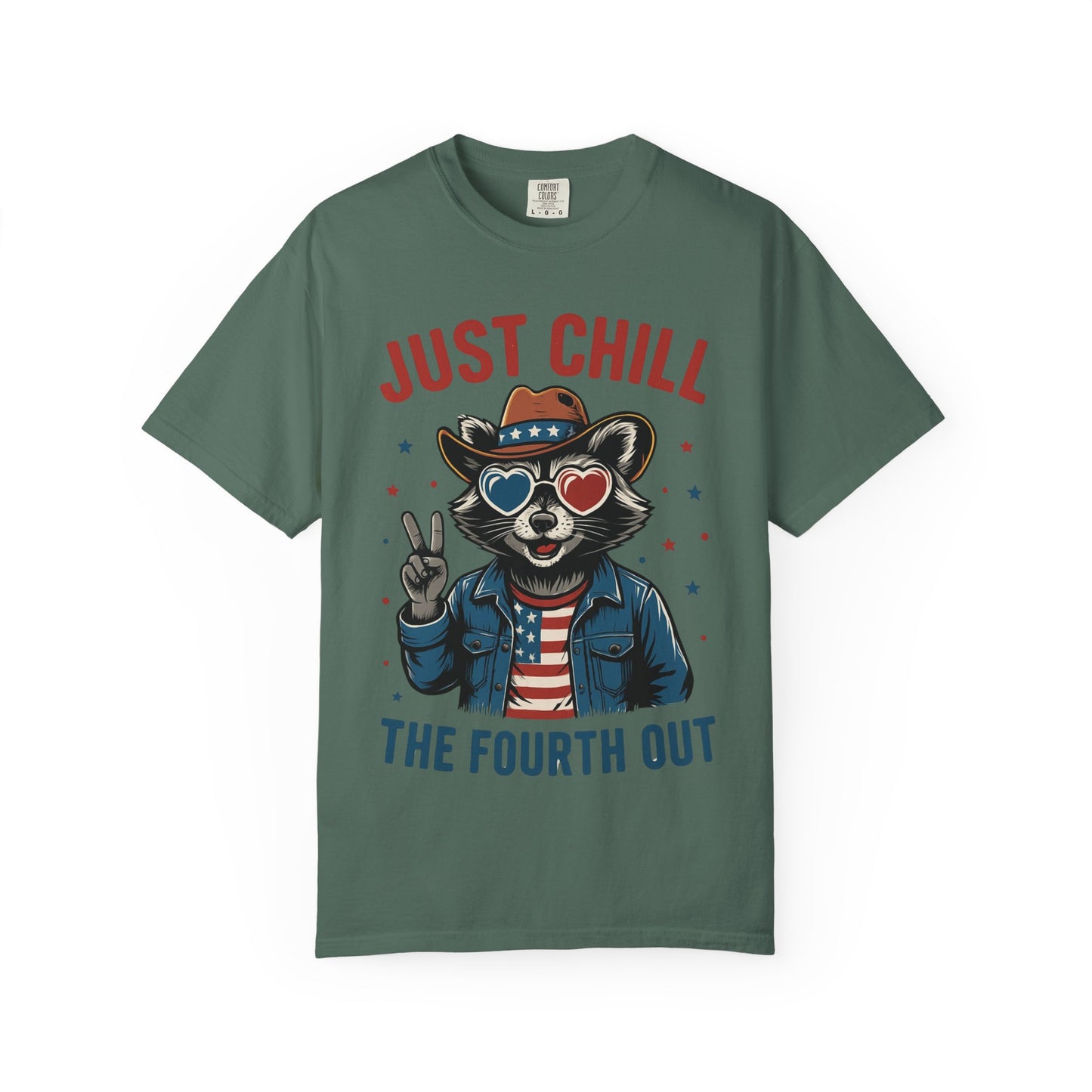 Fourth of July T-Shirt — "Just Chill The Fourth Out" Patriotic Raccoon Tee