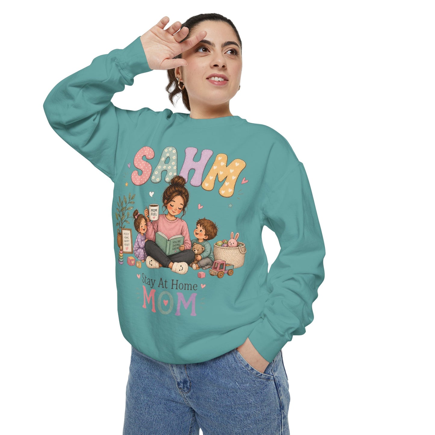 Stay At Home Mom Sweatshirt — SAHM Cozy Family Graphic Sweatshirt