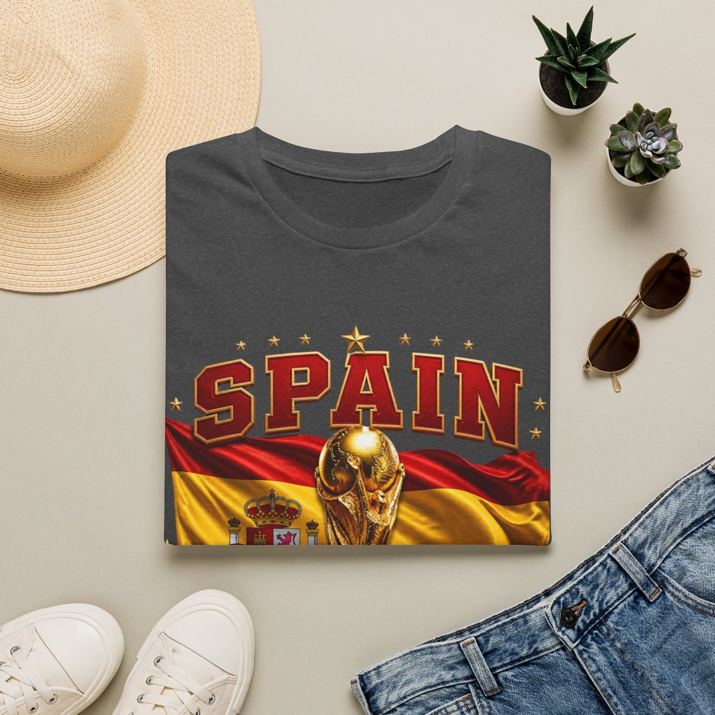 Spain 2026 World Cup Tee — Spanish Flag & Trophy Soccer Shirt