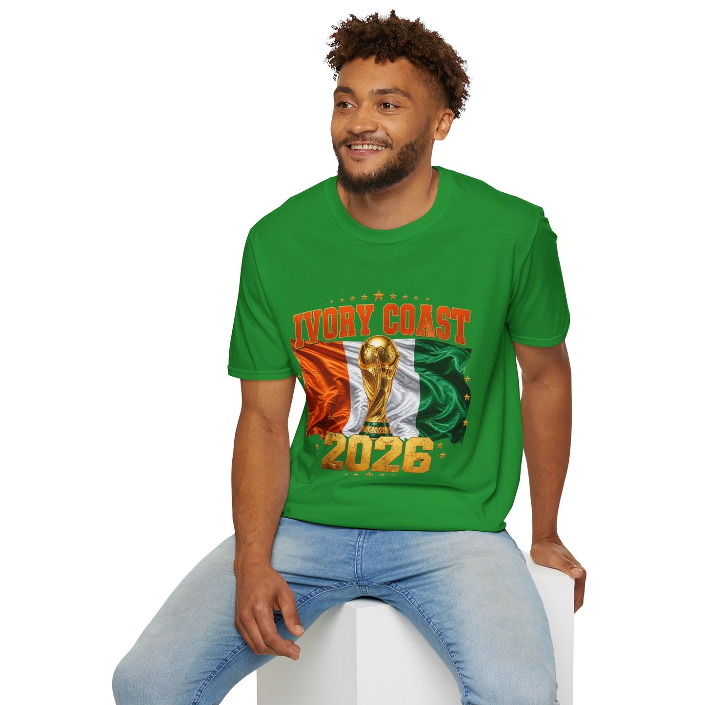 Ivory Coast 2026 World Cup T‑Shirt — Flag & Trophy Soccer Fan Tee