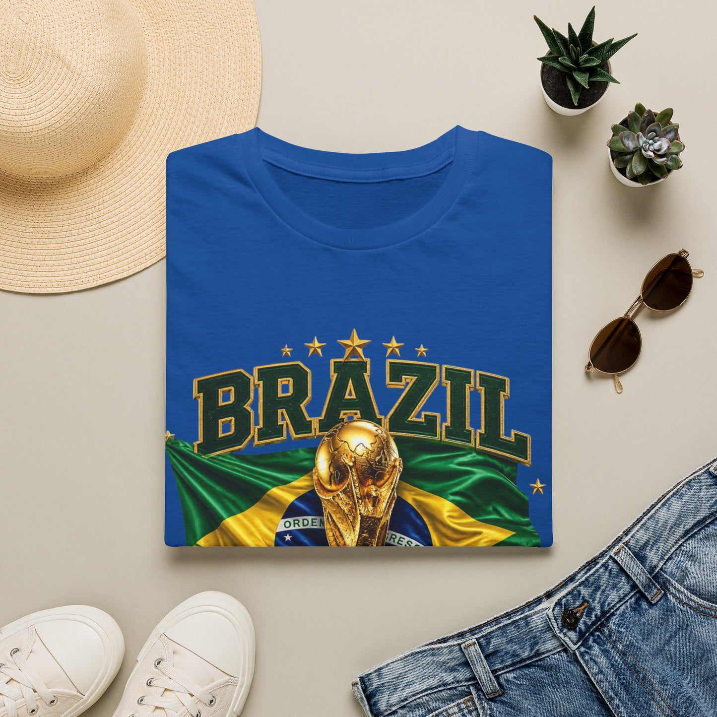 Brazil 2026 World Cup T-Shirt — Golden Trophy & Flag Soccer Fan Tee