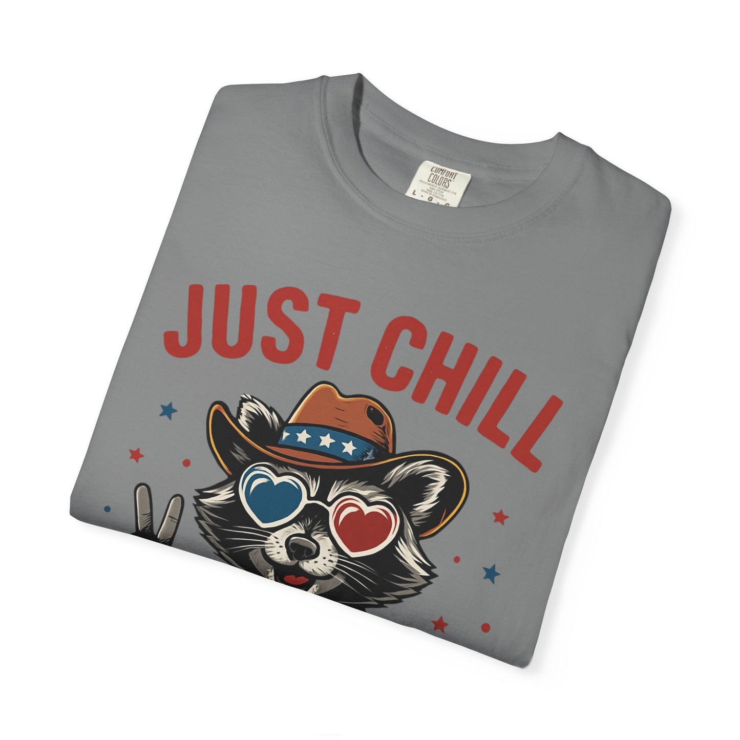 Fourth of July T-Shirt — "Just Chill The Fourth Out" Patriotic Raccoon Tee