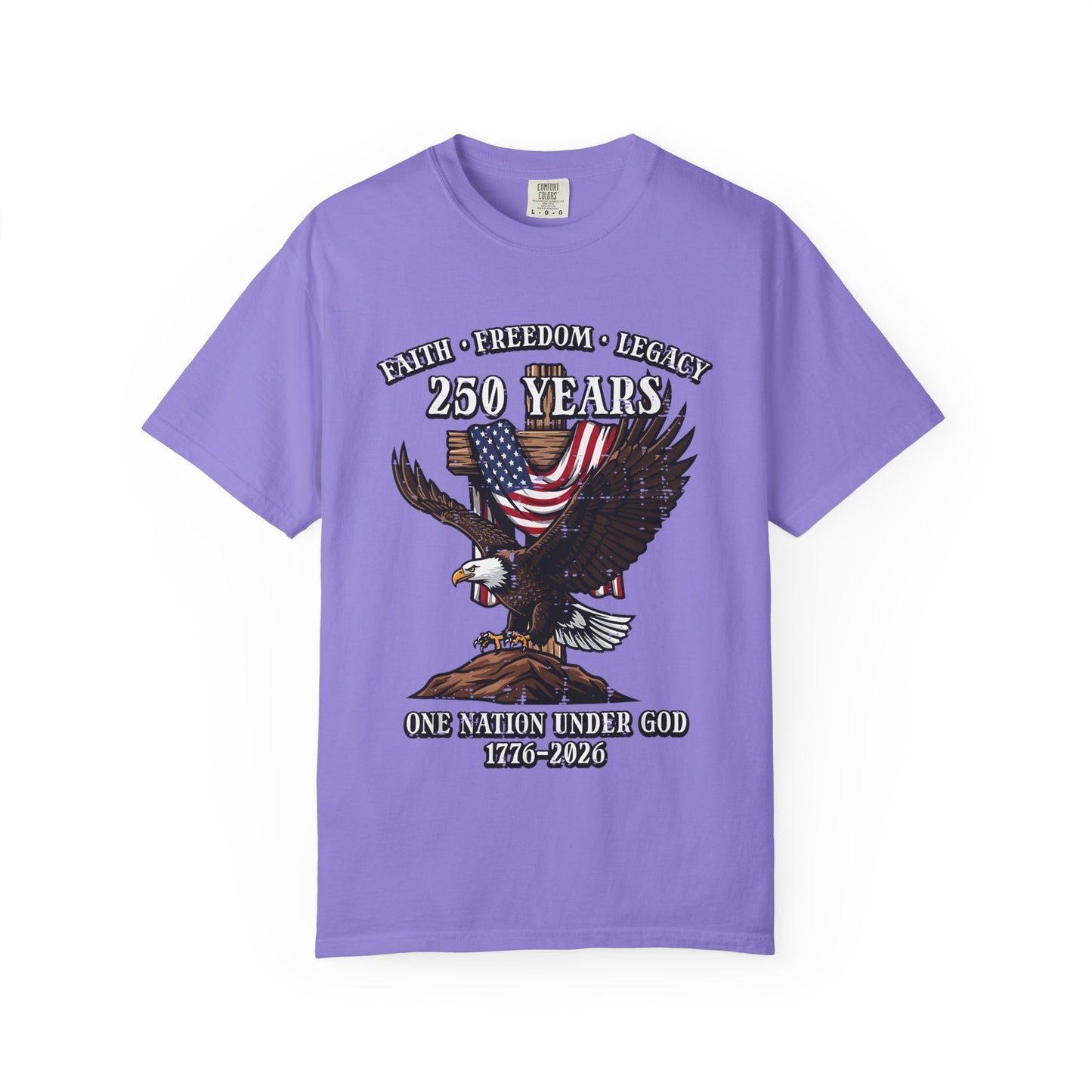 Patriotic Eagle T-Shirt — "250 Years" One Nation Under God (1776–2026)