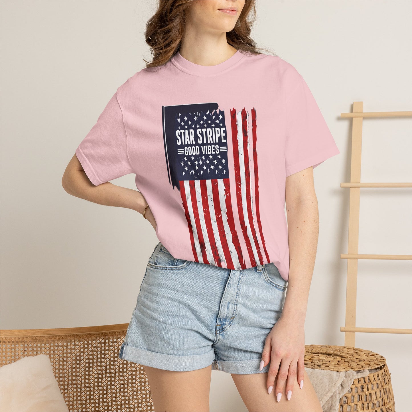 Patriotic "Star Stripe Good Vibes" T-Shirt
