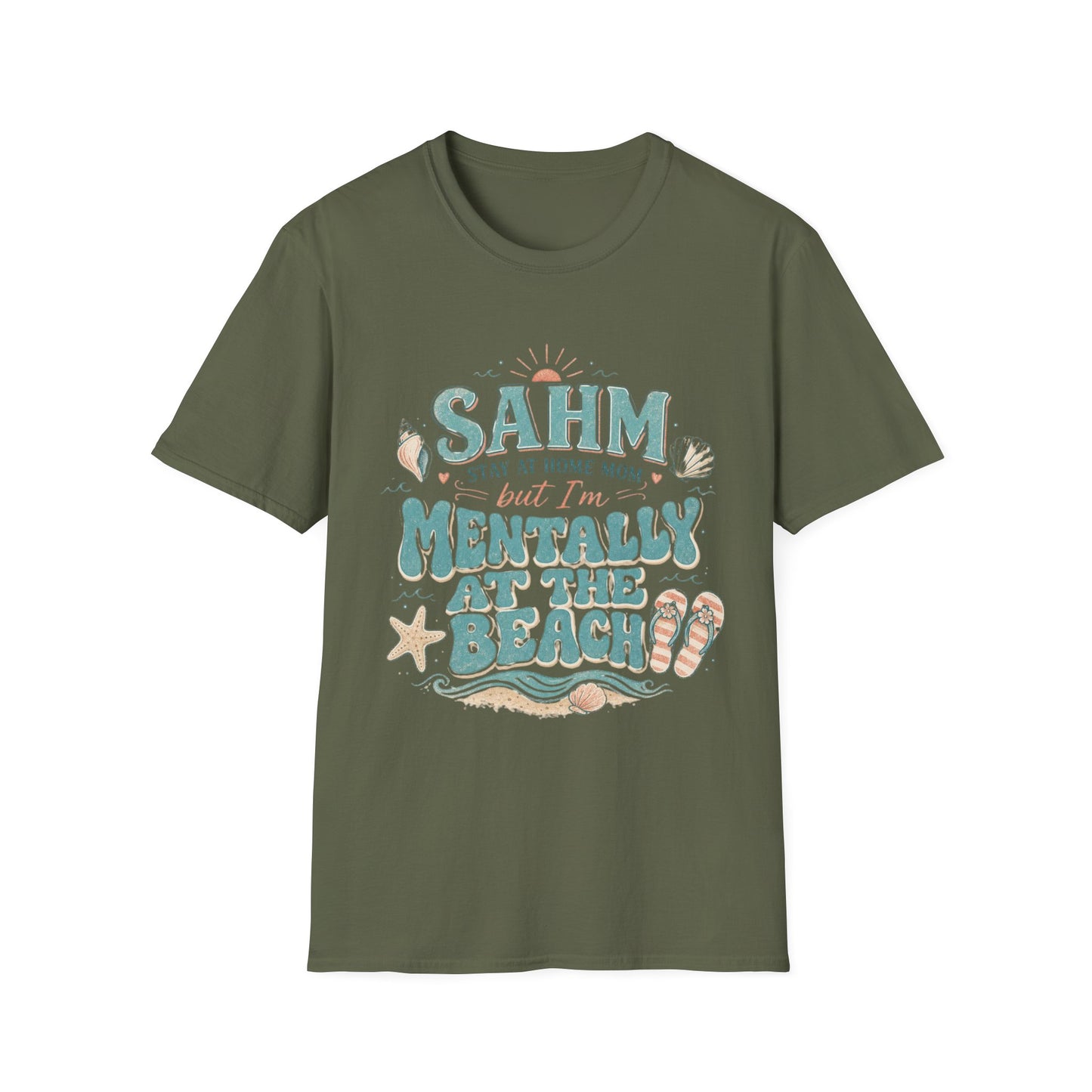 SAHM T‑Shirt — “Stay At Home Mom but I’m Mentally at the Beach” Summer Tee