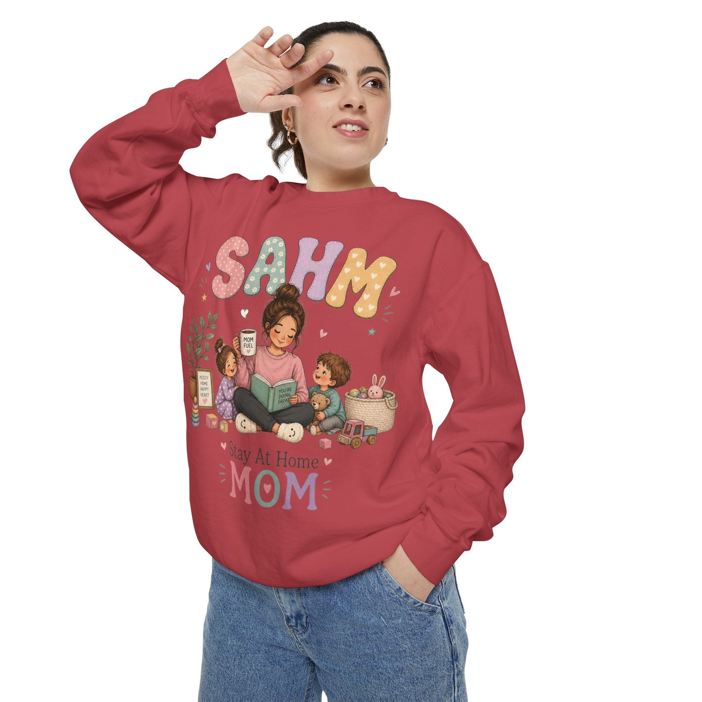 Stay At Home Mom Sweatshirt — SAHM Cozy Family Graphic Sweatshirt