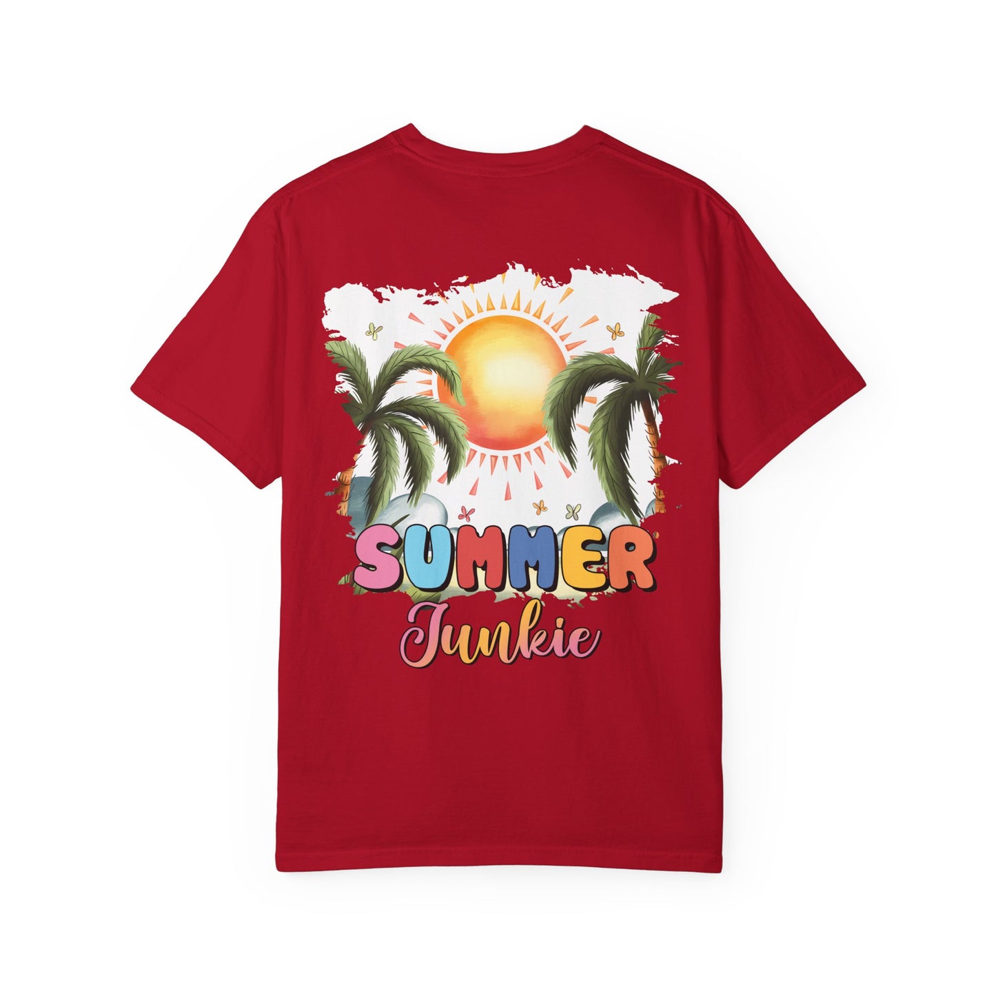 Floral Beach Vibes T-Shirt — Colorful Daisy & Palm Graphic Tee