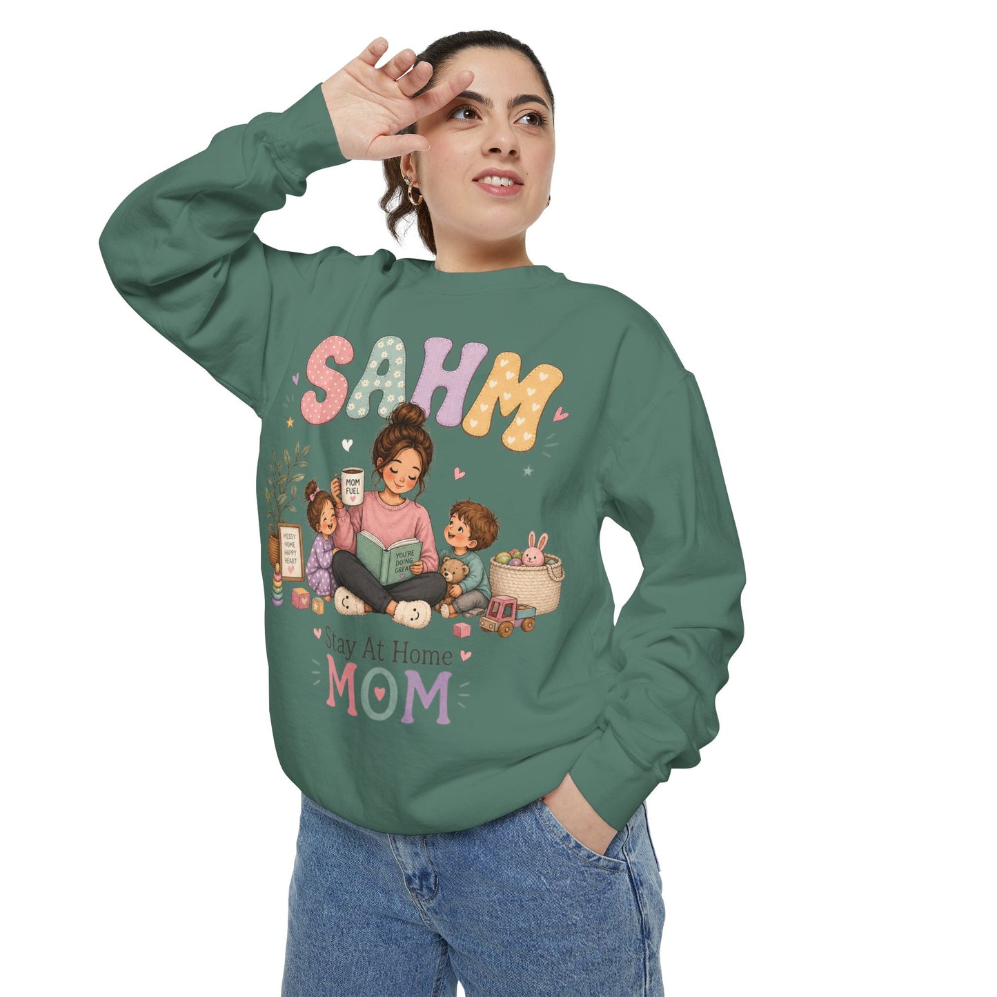 Stay At Home Mom Sweatshirt — SAHM Cozy Family Graphic Sweatshirt